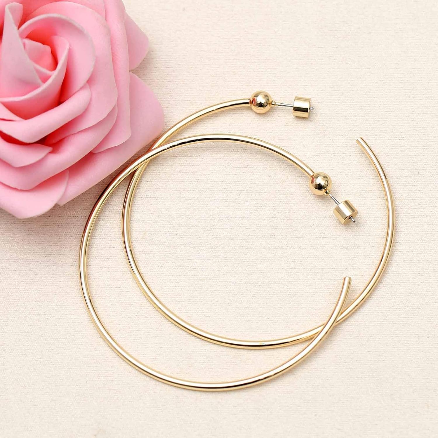 Large Gold Hoop Earrings for Women 14K Gold/Silver Plated Hypoallergenic Earrings 50mm/60mm/70mm Big Gold Hoops Earrings Jewelry Gift for Women - Image 5