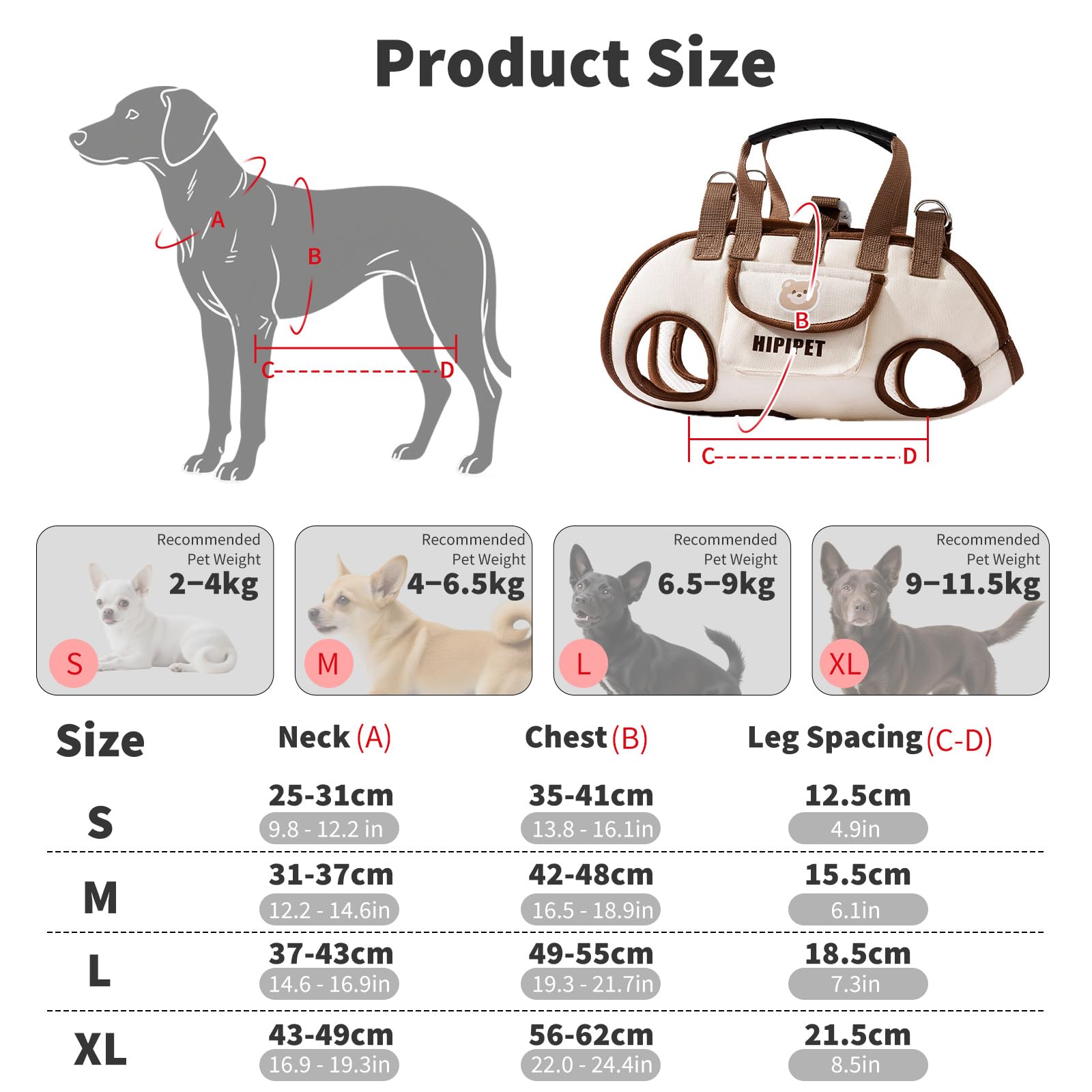 PETCUTE Sac à Bandoulière Mains Libres pour Chien,Sac de Transport pour Chiens avec Poche,Respirant Harnais de Levage pour Chien avec Bandoulière,Réglable Sac à Dos de Transport pour Chat et Chiots