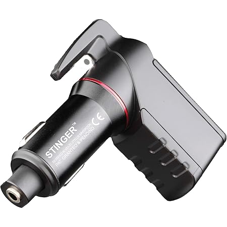 Ztylus Stinger Car Emergency Tool, Spring-Loaded Window Breaker, Car Safety Hammer, Seatbelt Cutter and Window Glass breaker, Car Escape Tool, USB Car Charger, 2 USB Ports Max 2.4A (Black)