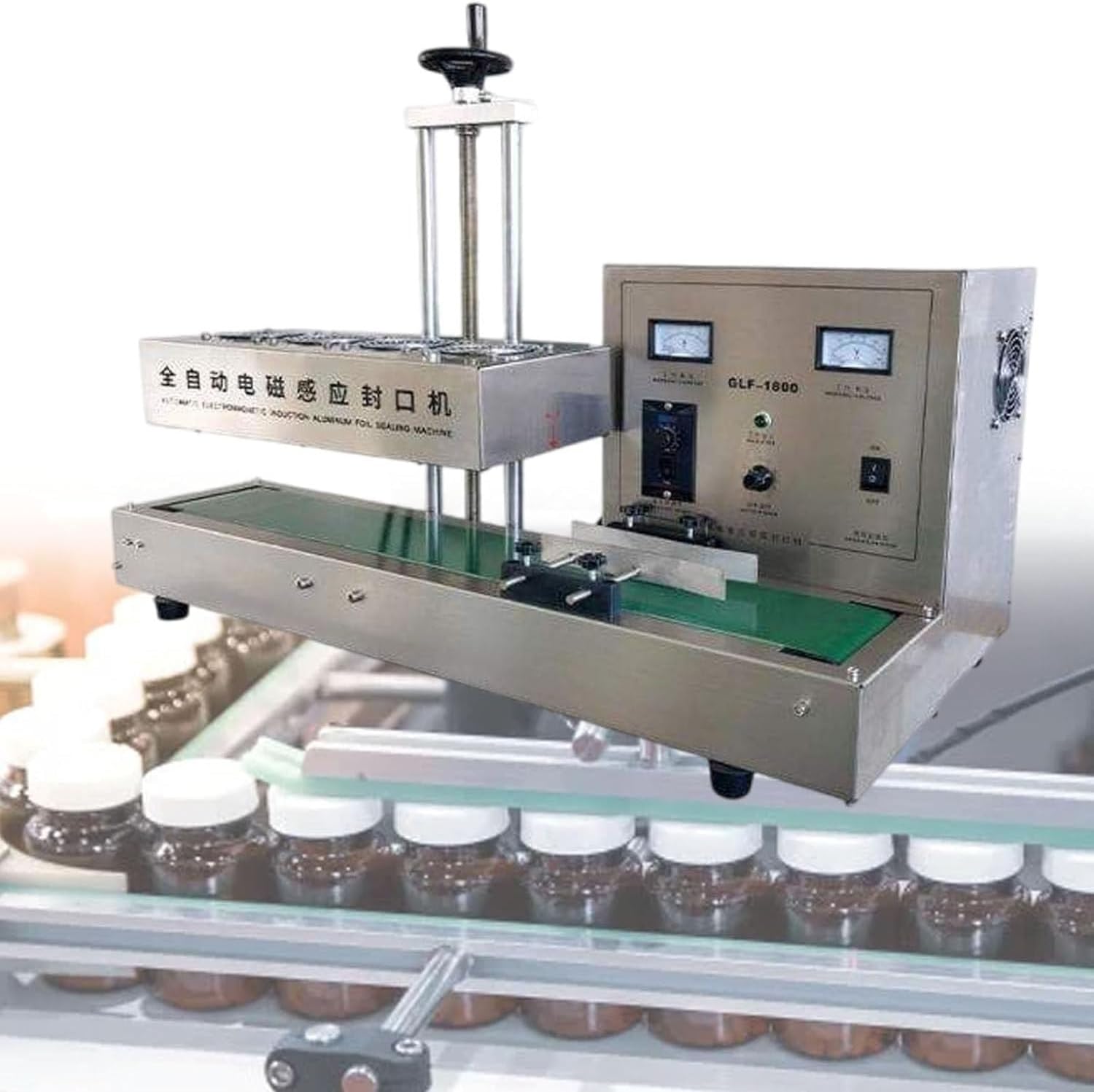 2200 W Automatic Aluminum Foil Sealing Machine,Automatic Continuous Sealer,Conveying Speed 0-12.5 m/min,for Bottle Diameter 15-120 mm Plastic Glass Bottles,110mm