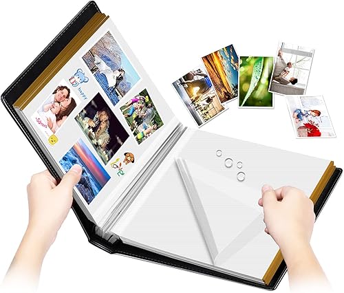 Miniatura 9 de Álbum de fotos autoadhesivo, cubierta de piel autoadhesiva, 40 páginas negras, álbum de recortes magnético para manualidades, álbumes de fotos