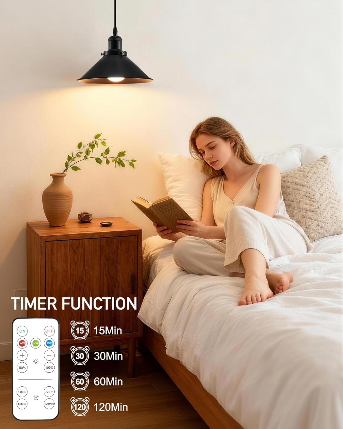 2 Pack Black Battery Operated Pendant Lights, Rechargeable No Wiring Chandelier with Remote，Wireless Battery Powered Hanging Lamp Fixture for Ceiling Kitchen Island Dining Room Hallway Bedroom