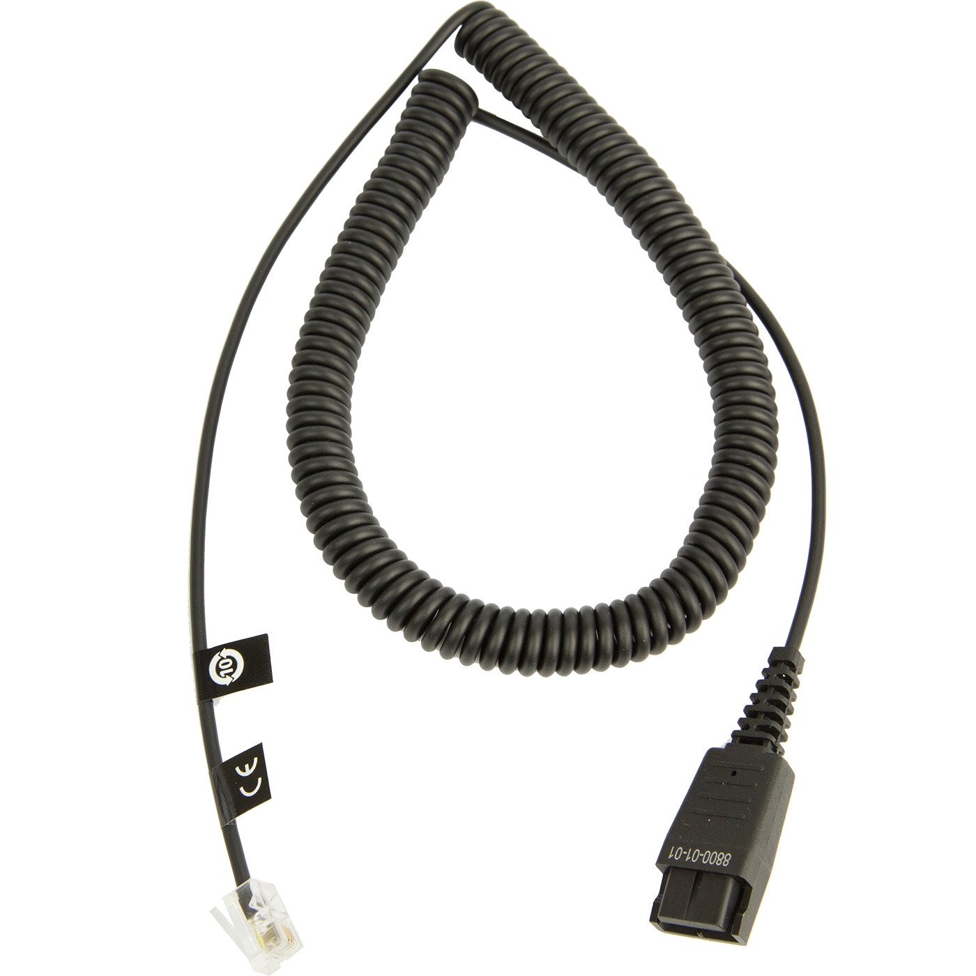 Jabra Quick Disconnect (QD) to Modular (RJ) Coiled Bottom Cord, 2 Meter 8800-01-01