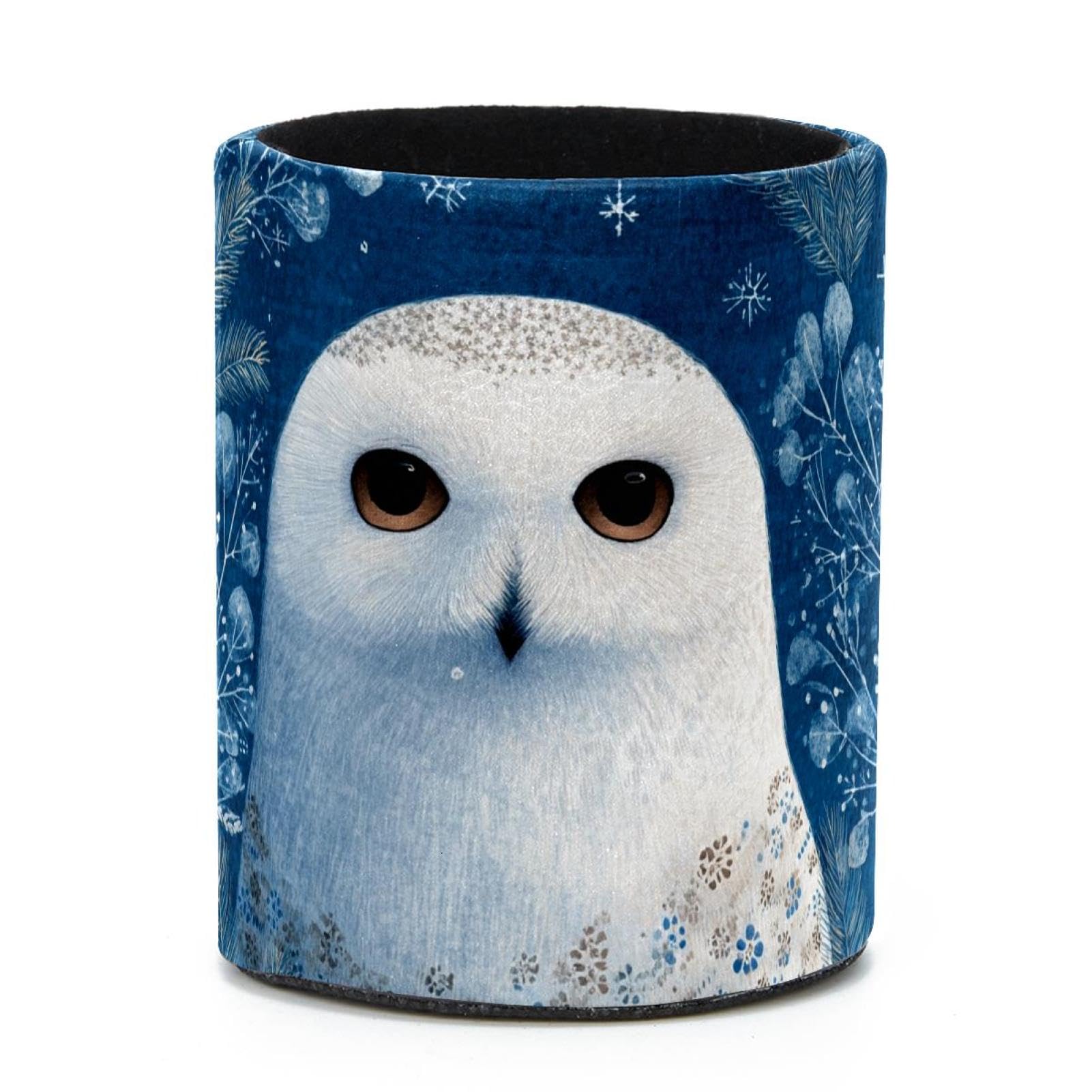VAPOKF Round Pencil Holders for Desk, White Owl Pen Holders Pen Pot Makeup Brushes Storage Desktop Stationery Supplies Organiser for Home Office
