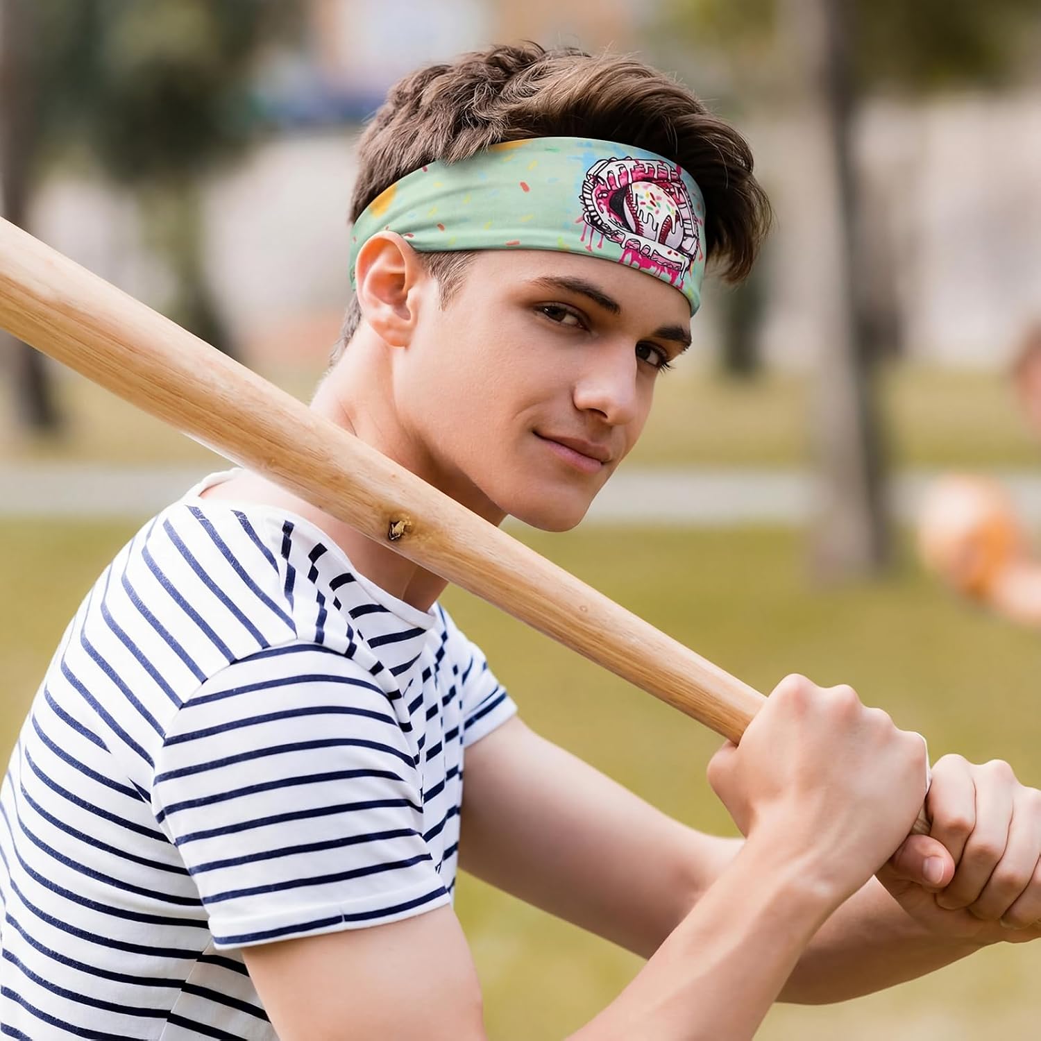 Jecery 12 Pcs Baseball Ice Cream Drip Headbands Youth Birthday Party Favor Sweatband Respect The Drip for Women Men Team Gift(12 Pcs,Ice Cream Drip Baseball)