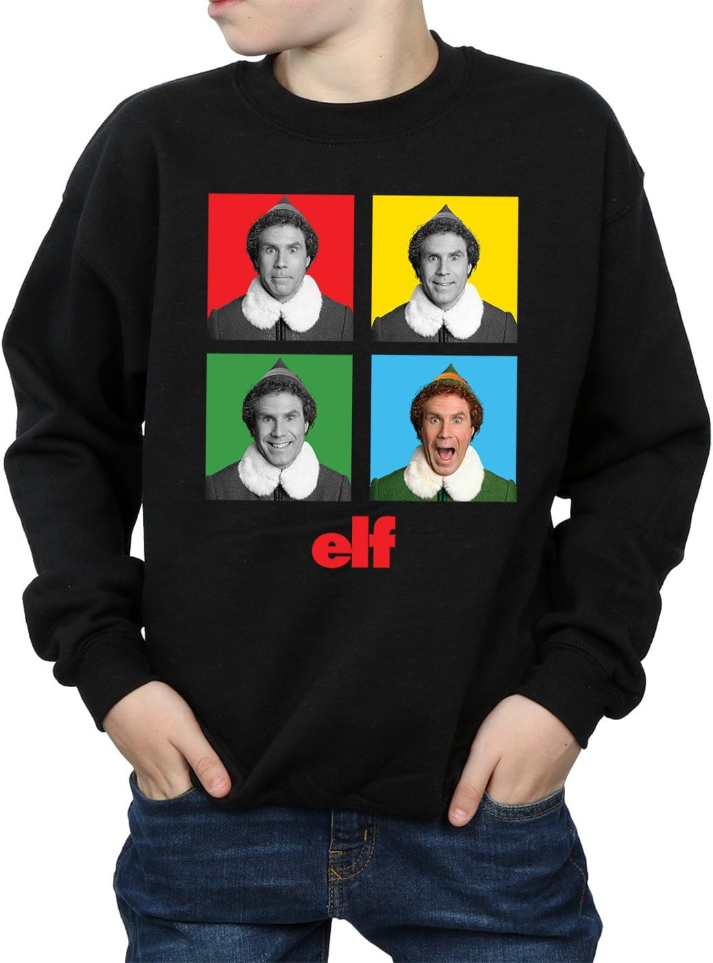 Elf Boys Four Faces Sweatshirt 12-13 Years Black