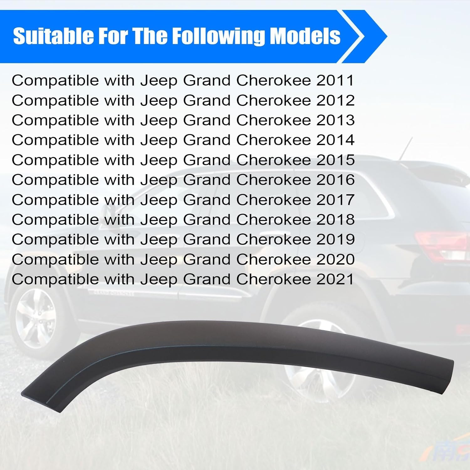 NLQR Rear Passenger Side Wheel Molding Trim, Fit for Jeep Grand Cherokee 2011-2021, Replace CH1791102 1MP36RXFAE, Rear Right Front Section Door Wheel Molding Fender Trim