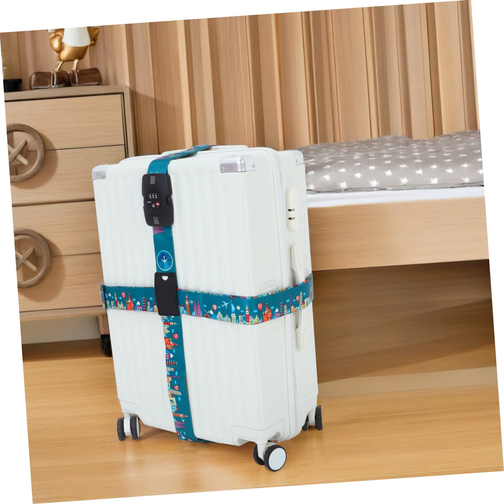 Mobestech Kofferband Mit Zahlenschloss Für Koffer, Kreuzgurt Aus Polyester, Für Reisegepäck Und Urlaub