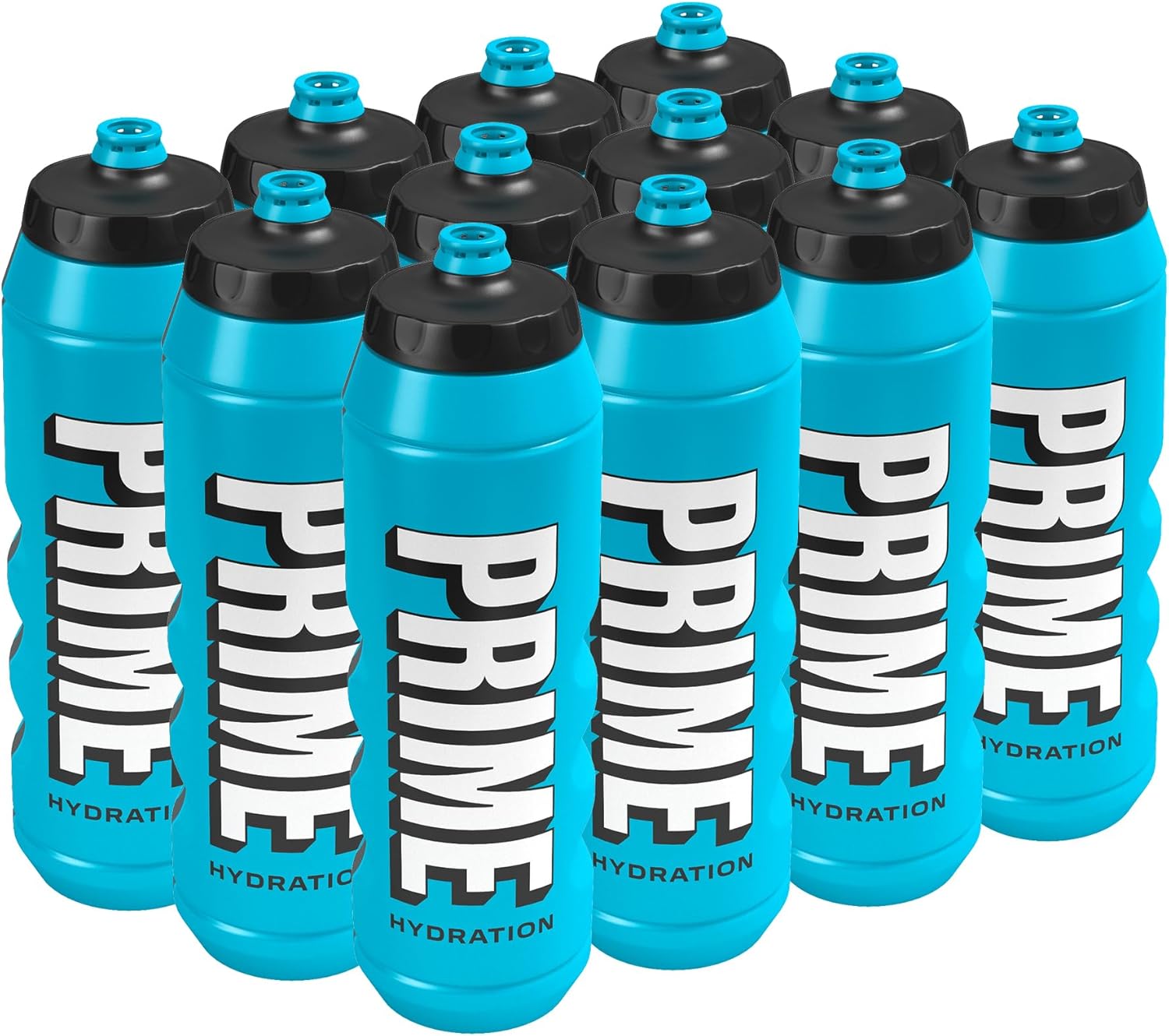 PRIME 32 oz Blue Squeeze Sports Water Bottles, BPA Free, Dishwasher Safe, Easy-Grip Ergonomic Leakproof Design, Fast Hydration for Gym, Cycling, Running, 12 Pack