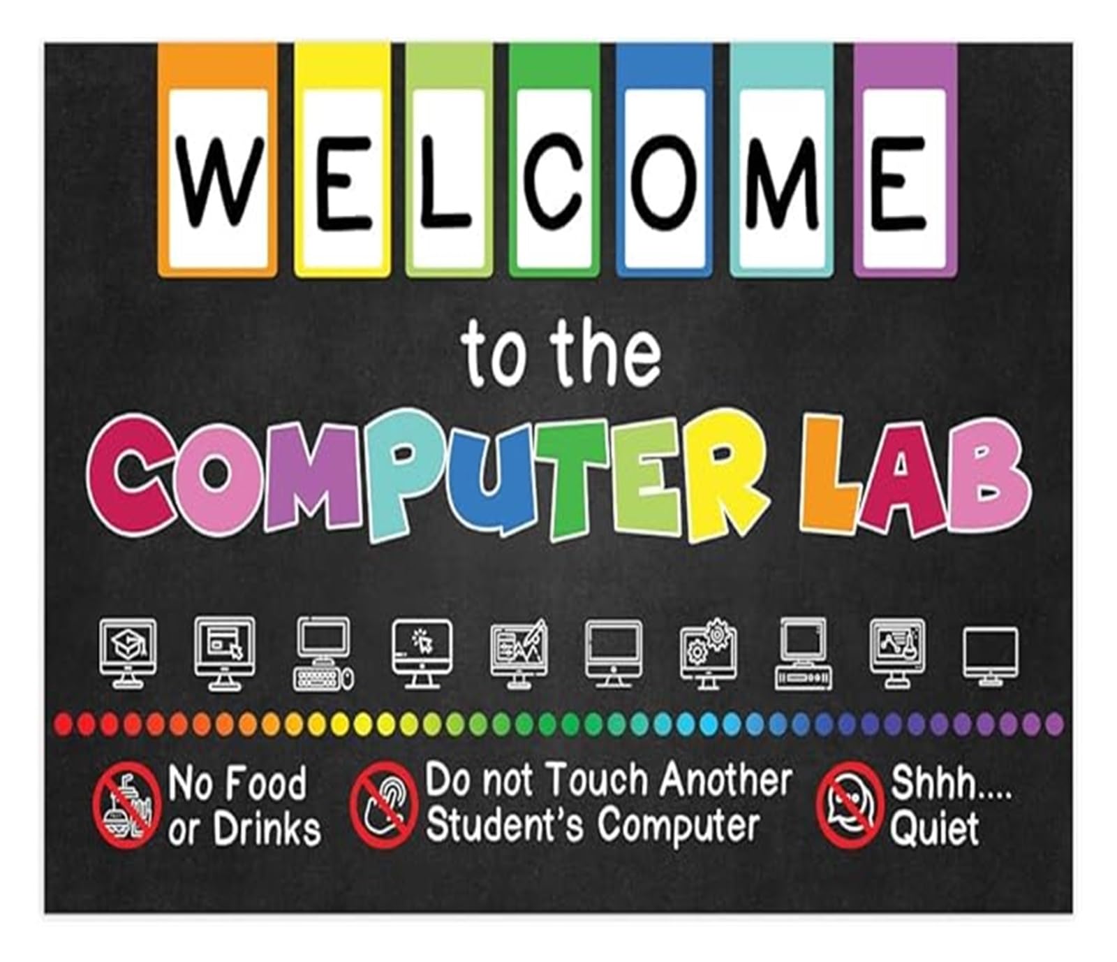MDBJTCYZN School Counselor and Technology Teacher Resource Computer Welcome Poster with Shortcuts and Classroom Rules(Framed,08x12inch(20x30cm))