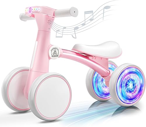 Miniatura 10 de Ridego Bicicleta de equilibrio colorida para bebés de 1 año, bicicleta de equilibrio para niños de 12 a 24 meses con música y asiento suave,
