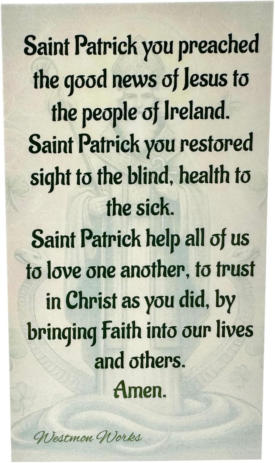 Westmon Works St Patrick Medal Set Italian Metal Medallion with USA Made Saint Prayer Holy Card - Image 4