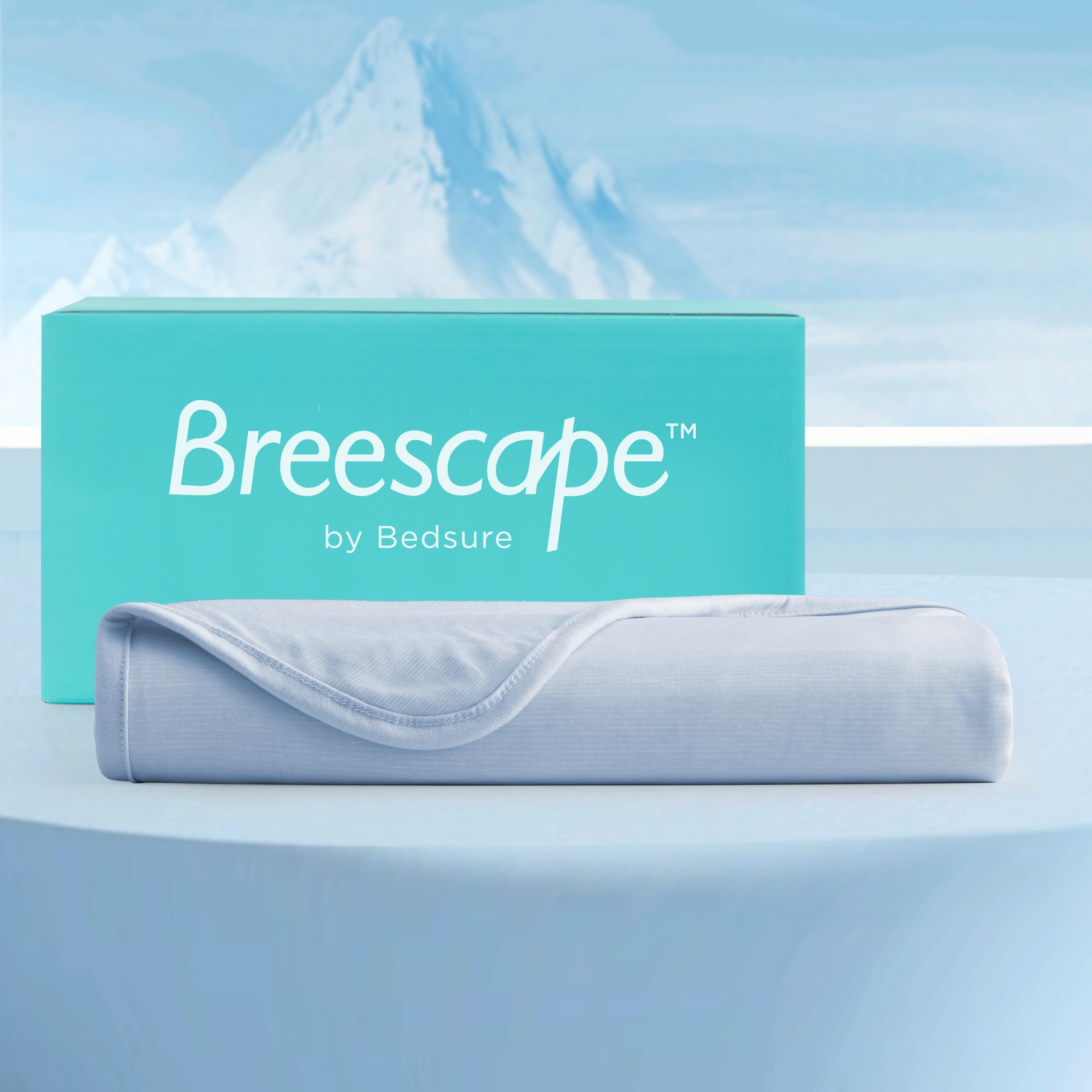Bedsure Breescape Cooling Blanket Twin XL Size for Hot Sleepers - Summer Lightweight Cool Blanket, Breathable Blanket with Rayon Derived from Bamboo, Cold Blankets for Night Sweats, 60×90, Light Blue