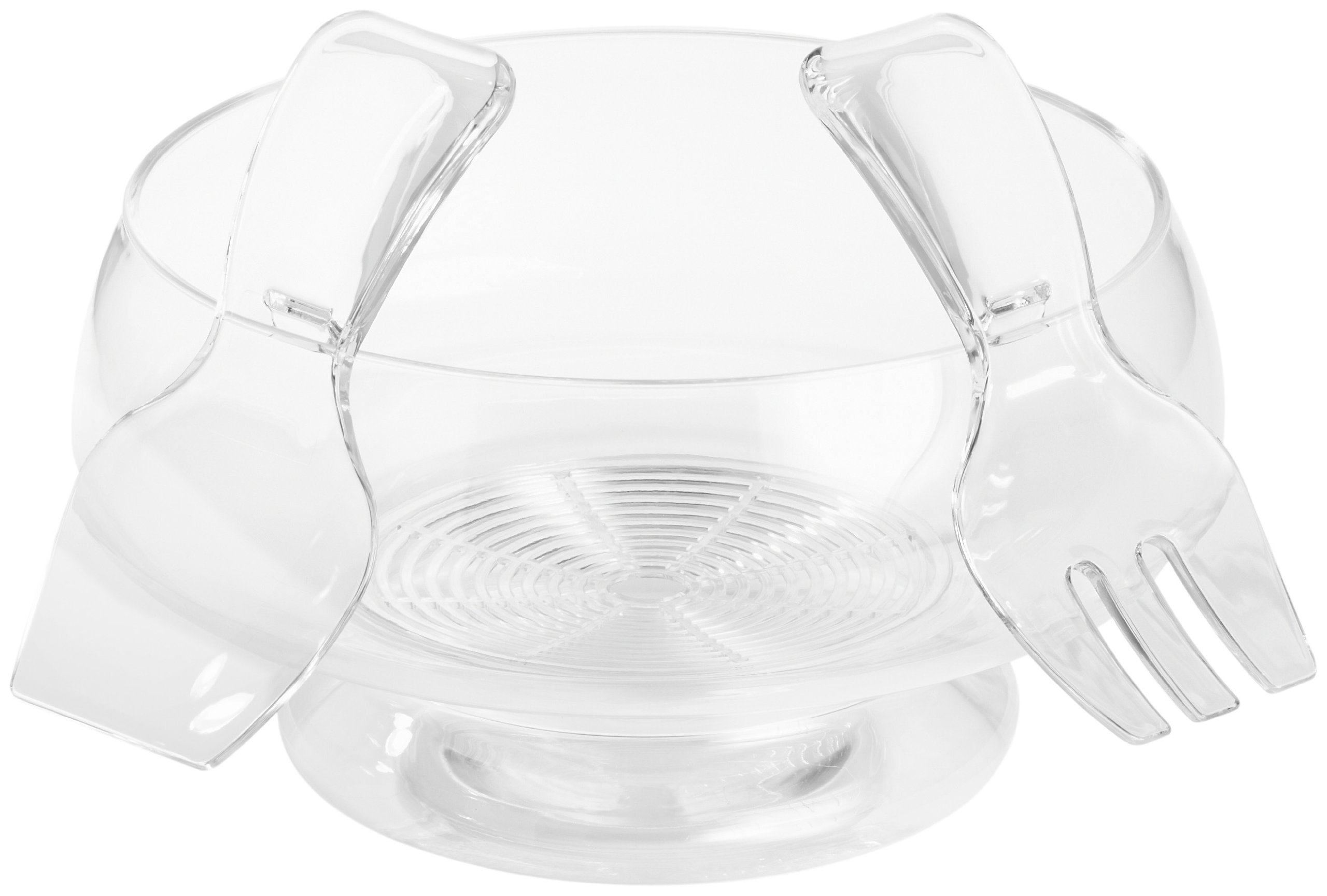 KitchenCraft Picnic Salad Bowl with Servers and Ice Compartment, Acrylic, 25 cm