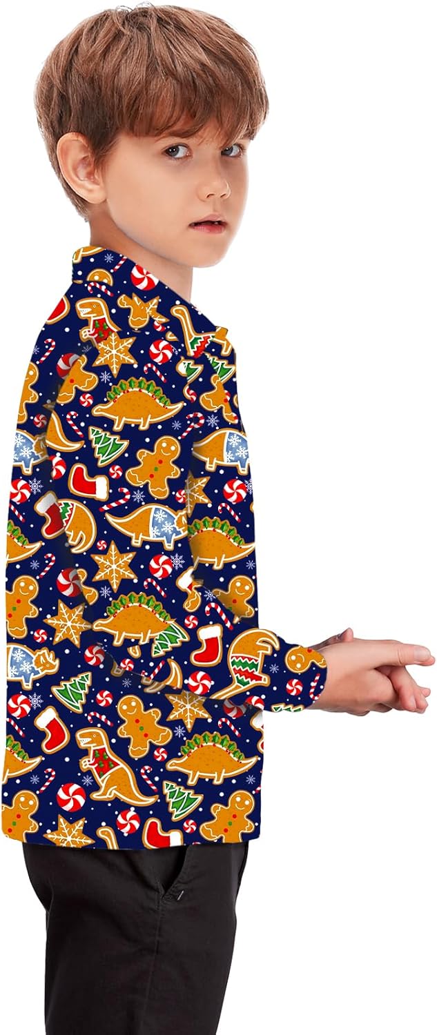 Remimi Kids Valentines Print Polo Shirt Mardi Gras Long Sleeve Collared Shirts 5-14 Years - Image 6