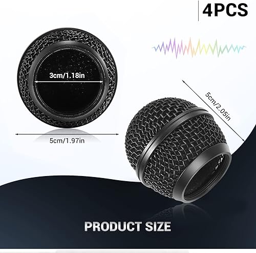Miniatura 3 de Facmogu 4 piezas de parrilla de malla con cabezal de bola de micrófono, estilo SM58, rejilla de repuesto de níquel cepillado con espuma interior,