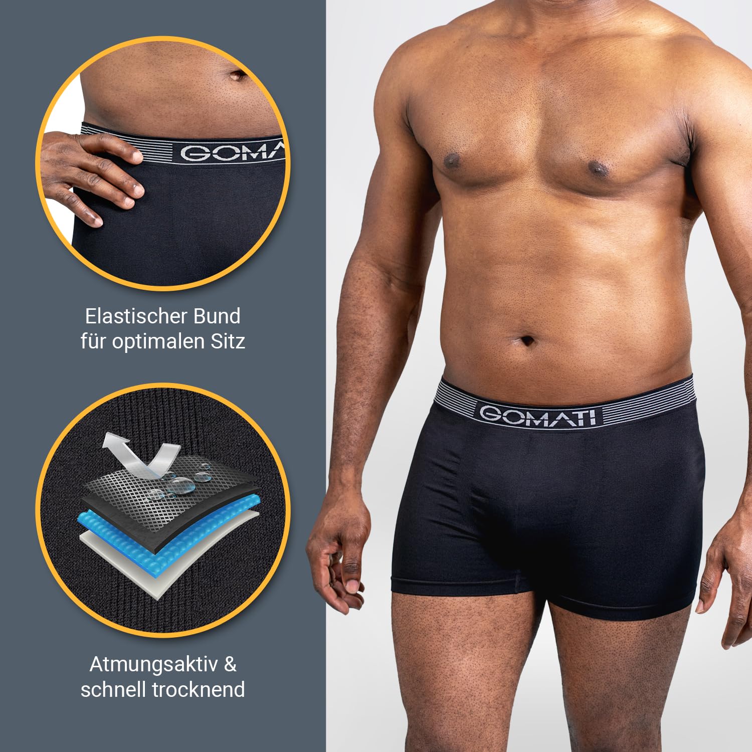 Gomati Herren Seamless Pants (6er Pack) Nahtlose Boxershorts aus Microfaser-Elasthan