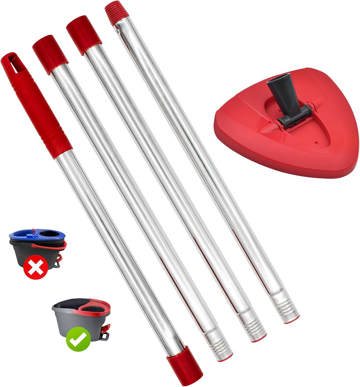 Mop Handle & Mop Base for Ocedar Mop Handle for O Cedar Spin Mop Replacement Handle for O Cedar, 4 Section 30" to 58" Mop Handles & Base for Ocedar Spin Mop & H2pro Flat Mop, Ocedar Mop Stick Mop Pole