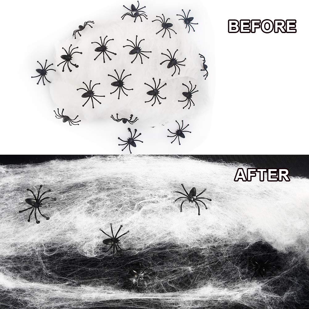 6 Paquetes Telaraña Halloween, Tela de araña 1000 pies Cuadrados con 60 arañas Falsas para Halloween Decoracion Fiesta de Carnaval de Halloween