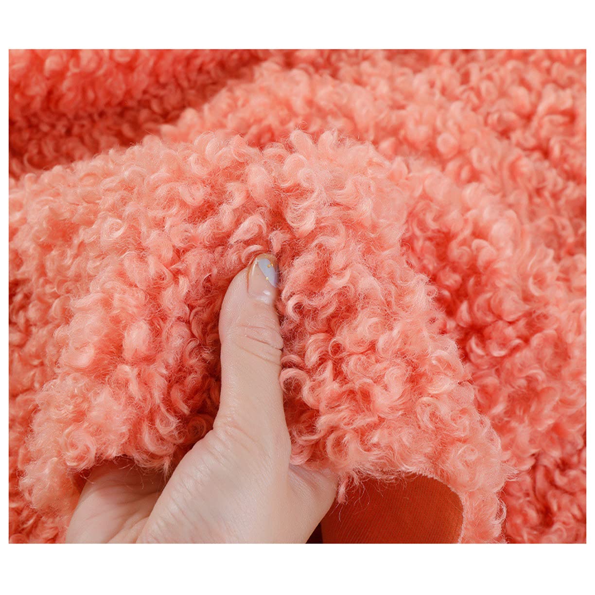 NAKAN Sherpa Fleece Faux Fur Fabric 160x50cm Wide High Density Soft Faux Sheepskin Fabric for Sewing, Toys, Cushions, Costume, DIY Crafts(Color:orange)