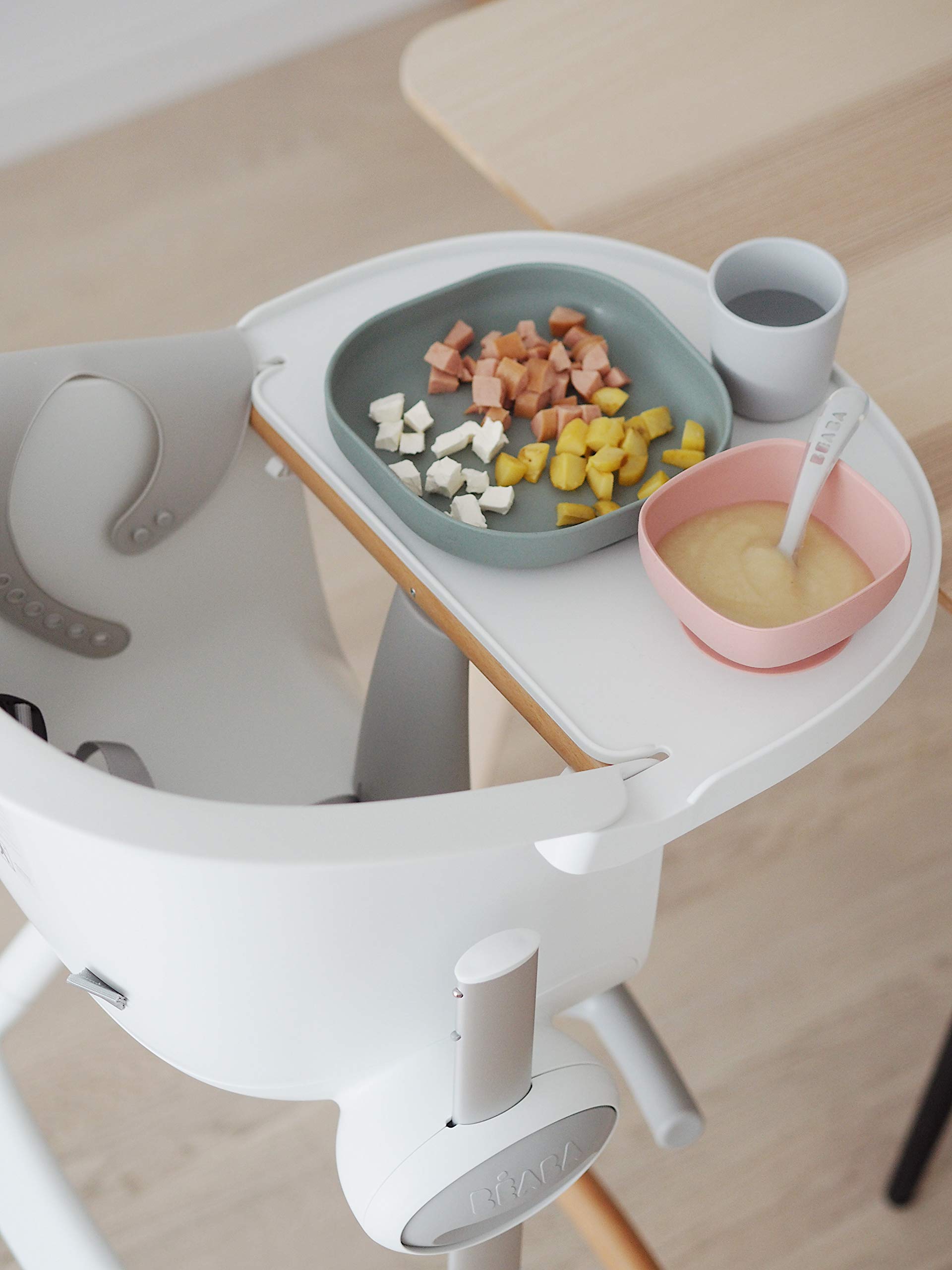 BÉABA - Up&Down, Seggiolone Pappa, per Bambini e Neonato, Ergonomico, Evolutivo, con Ripiano Rimovibile, 6 Altezze Regolabili, Comodo, di Design, Materiali robusti, Prodotto in Francia