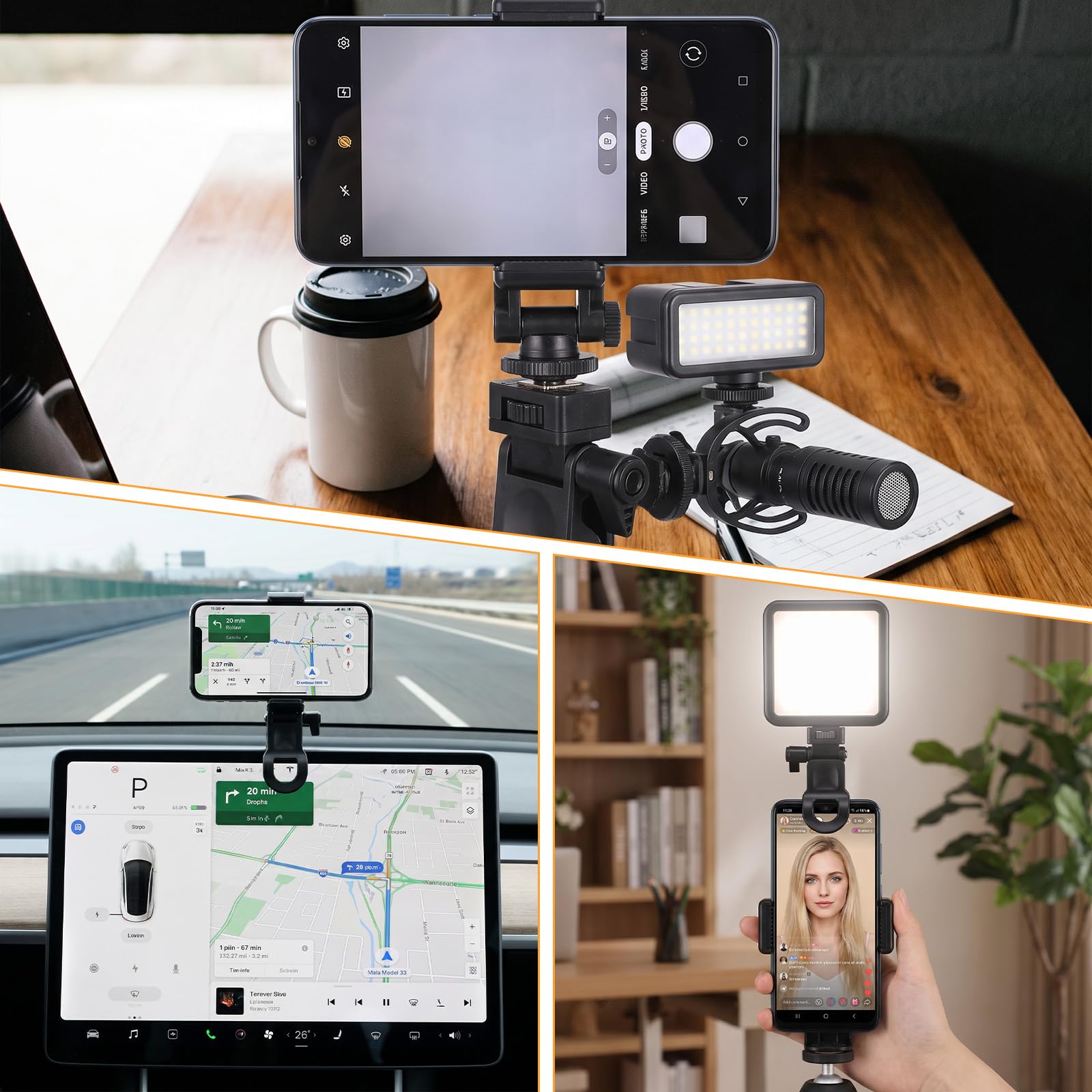 Bremorou 2 szt. monitorów górny zacisk do montażu aparatu wiszący stojak na kamerę internetową ze śrubą 1/10.2 cm klips do selfie lampka wypełniająca światło uchwyt lampy błyskowej do statywu telefonu