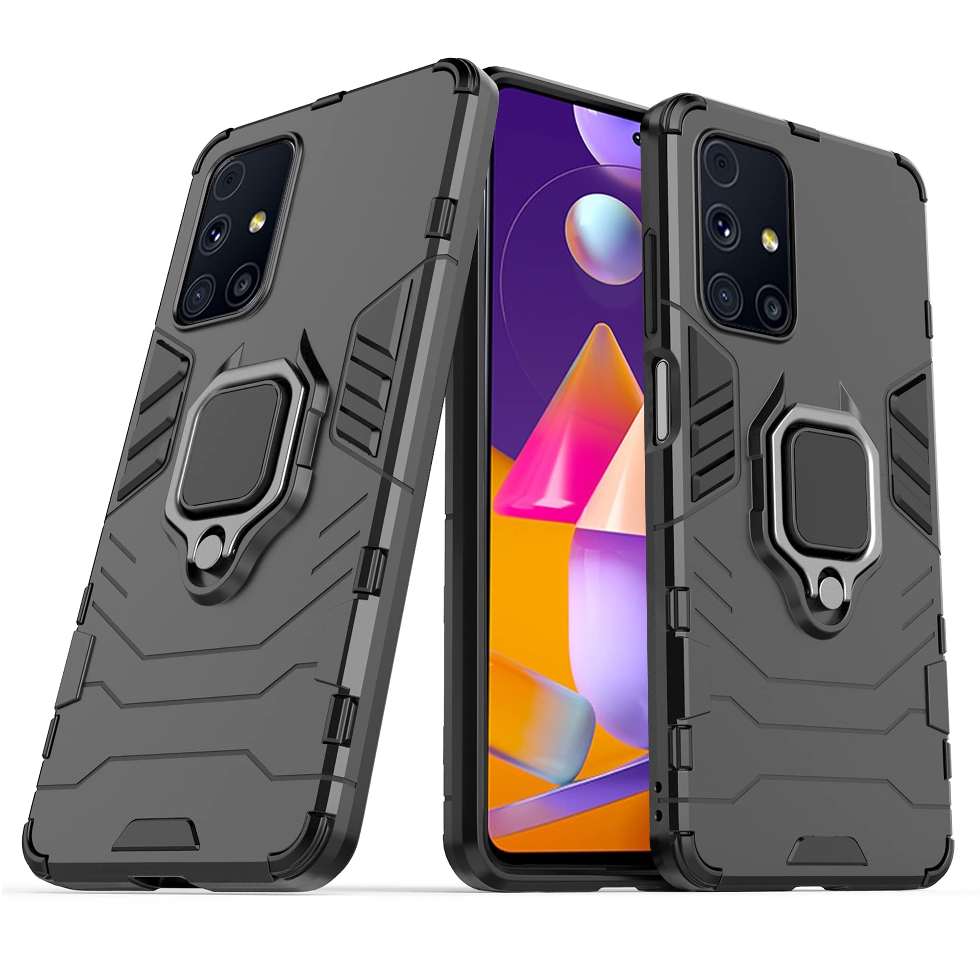 CEDO Rugged Samsung Galaxy M31s (4G) Defender Case | Rotating Ring Holder & Kickstand in-Built | Military Grade Armor | Bumper Back Cover (Black) (B08GF8H218) Amazon Price History, Amazon Price Tracker