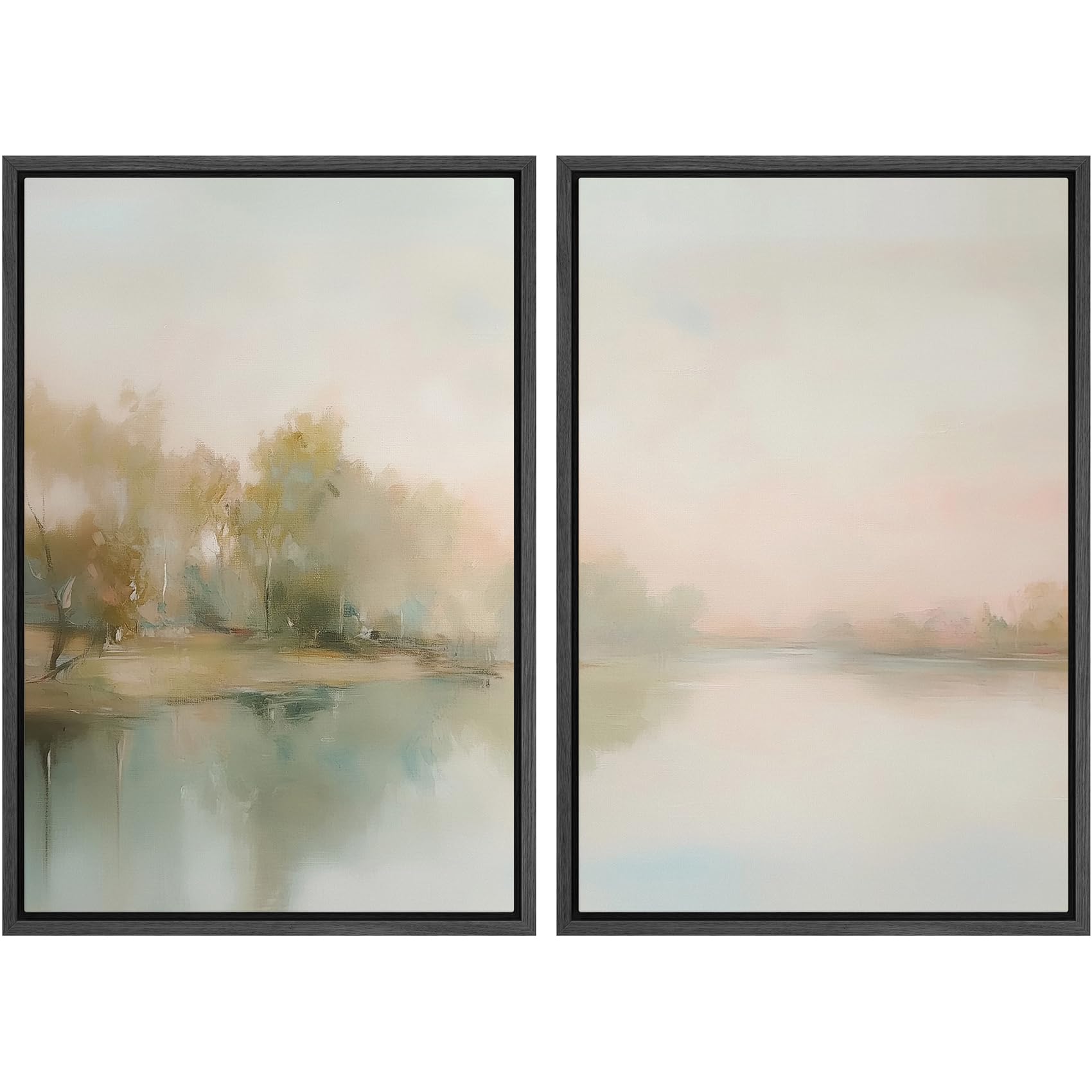 MUDECOR Framed Canvas Print Wall Art Monochromatic Gradient Abstract Minimalist Gray Illustrations Modern Art Decorative Bohemian Colorful Chic for Living Room, Bedroom, Office - 16"x24"x2 Black — view 106