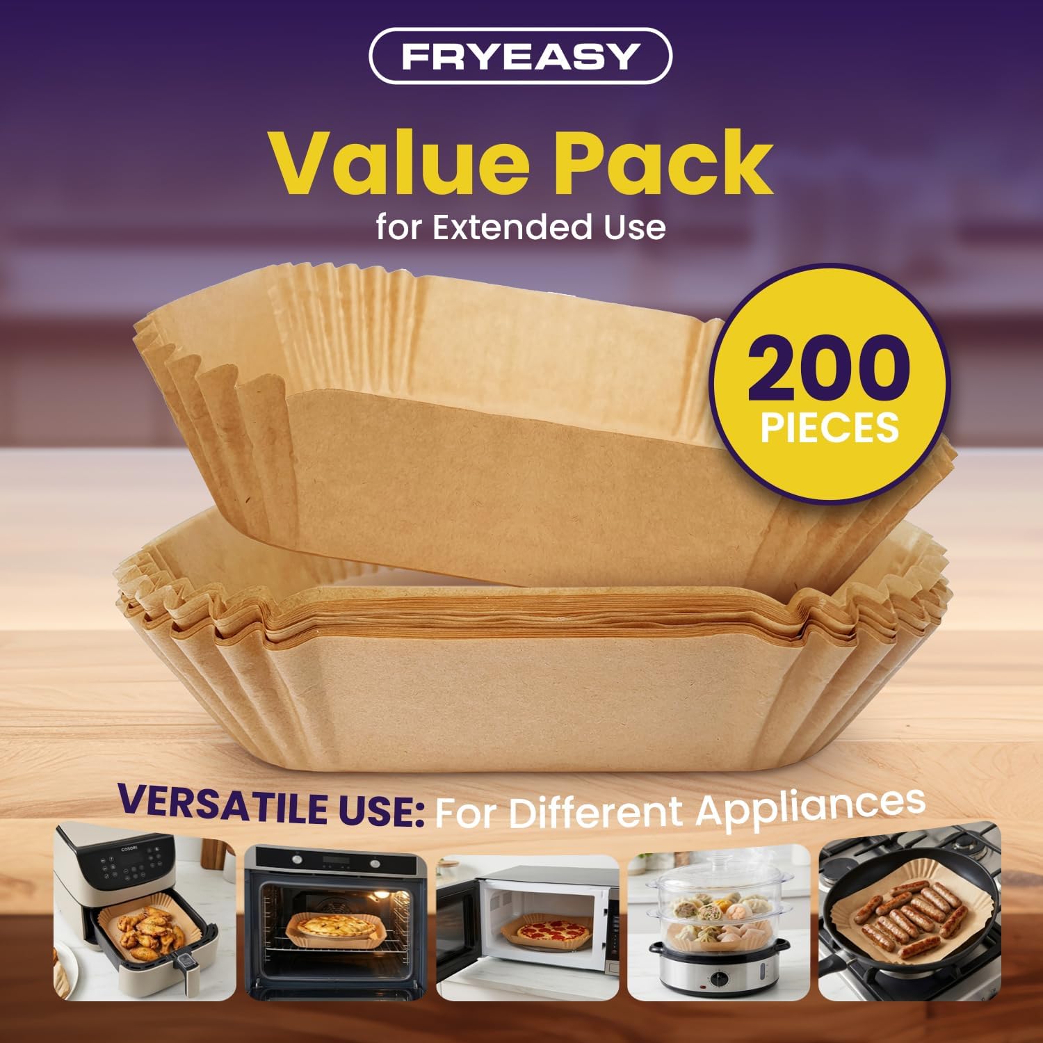 Air Fryer Liners for Cosori And Chefman 6QT: 200 PCS Air Fryer Liners Disposable, Square Airfryer Paper Parchment Sheets, Accessories for Chefman and Cosori, Compatible with 6 Quart Square Airfryers