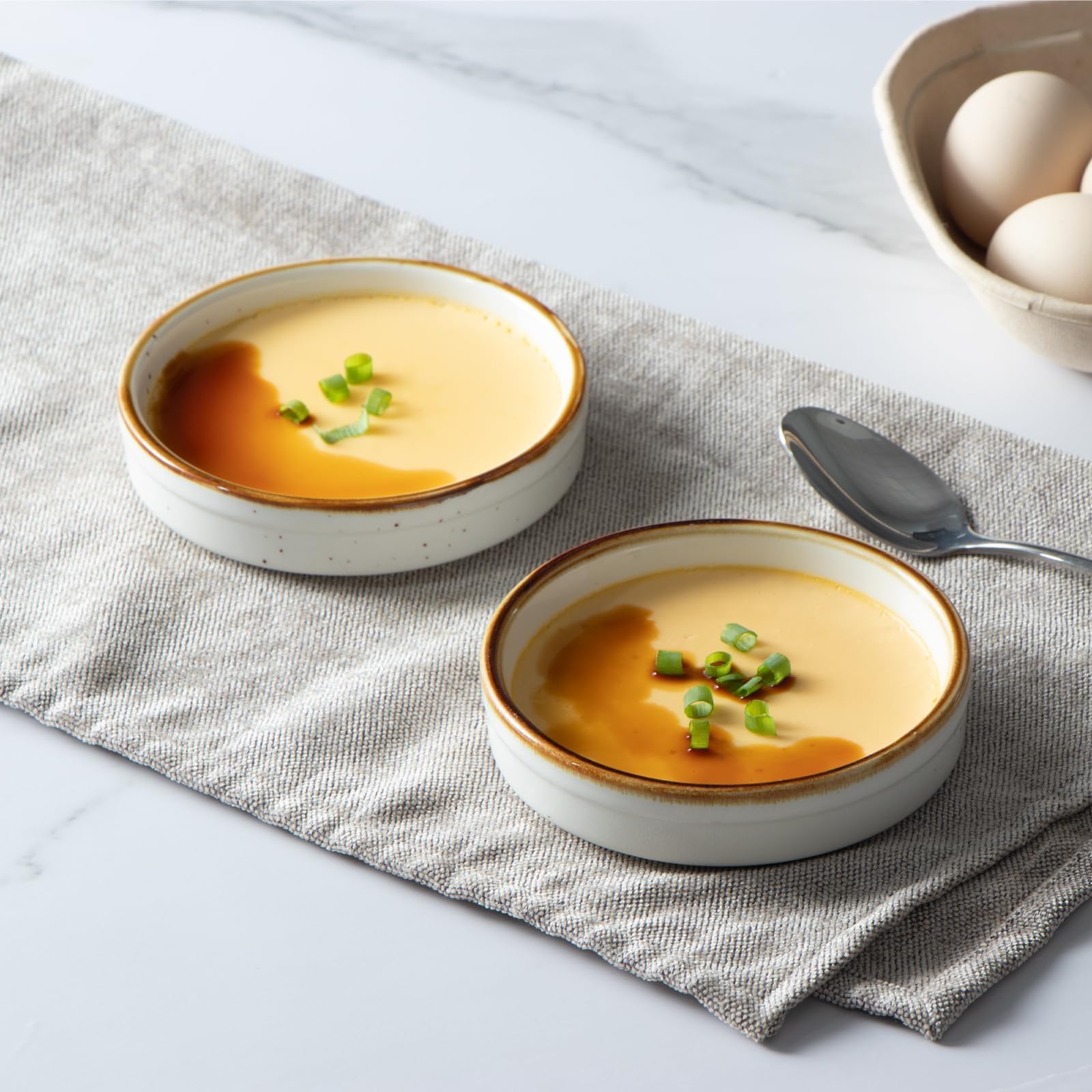 ONEMORE Set di 6 Stampo per dolci rotondi in porcellana, 11,4 cm, 118 ml, Mini Teglia da forno Rotonda, Rameins per Creme Brulee, Muffins Quiches, Torte