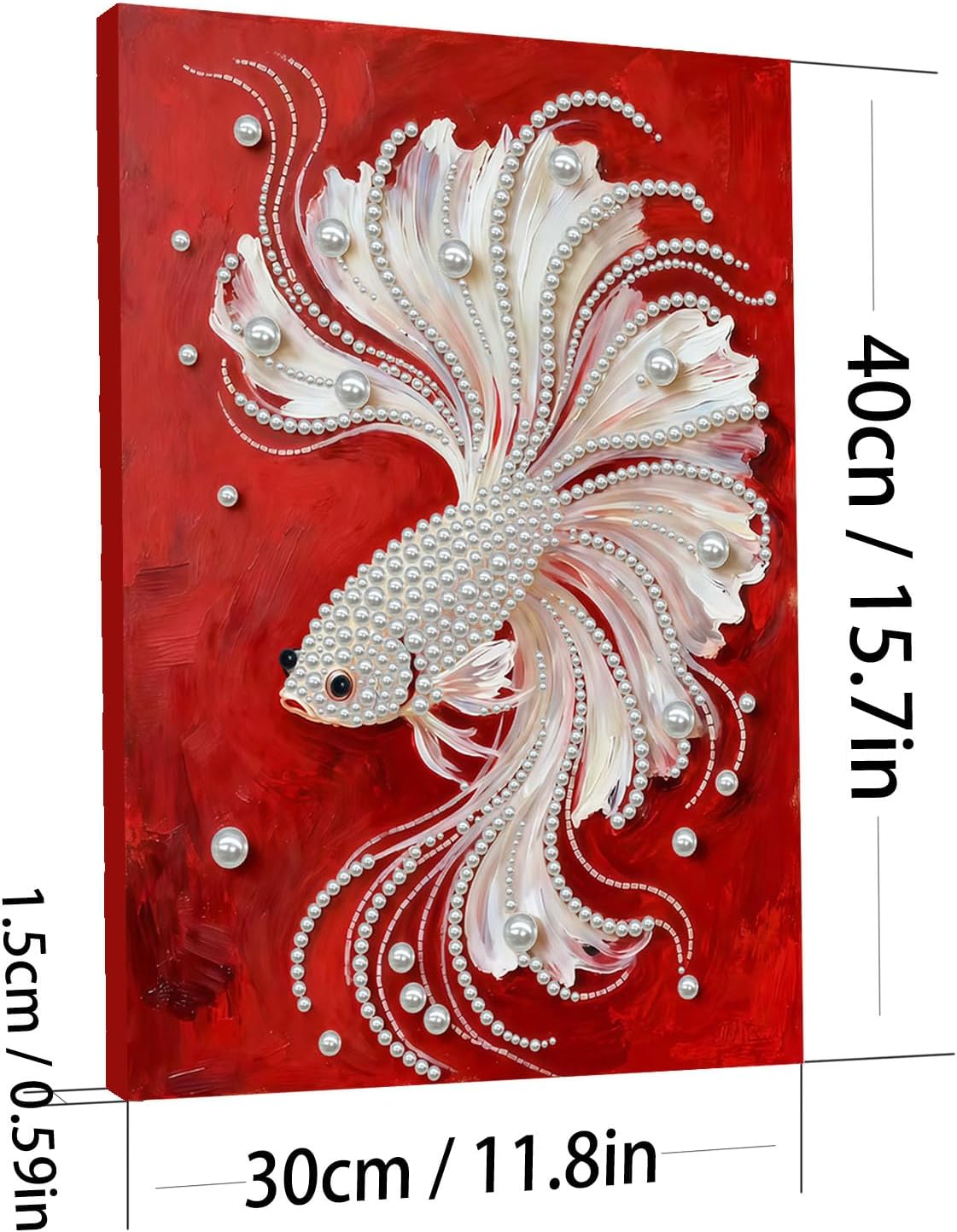 POETRYDRAW DIY Diamond Pearl Painting Kit for Adults Fish, Beginner Friendly Craft Kits with Frame 30x40cm, Home Decor Housewarming Gift, Diamond Dots Beads Canvas Art for Wall Decor