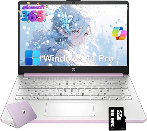 HP Laptop 14 2025 para estudiantes y negocios - Office 365 1 Y alimentado por IA, CPU Intel Quad-Core, ultraligero, 16 GB de RAM, 384 GB de