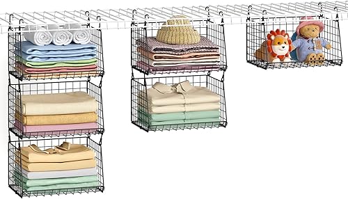 Miniatura 9 de X-cosrack Organizador de armario plegable de 3 niveles con ganchos giratorios de 360, estantes colgantes de ropa para espacios pequeños, cesta de