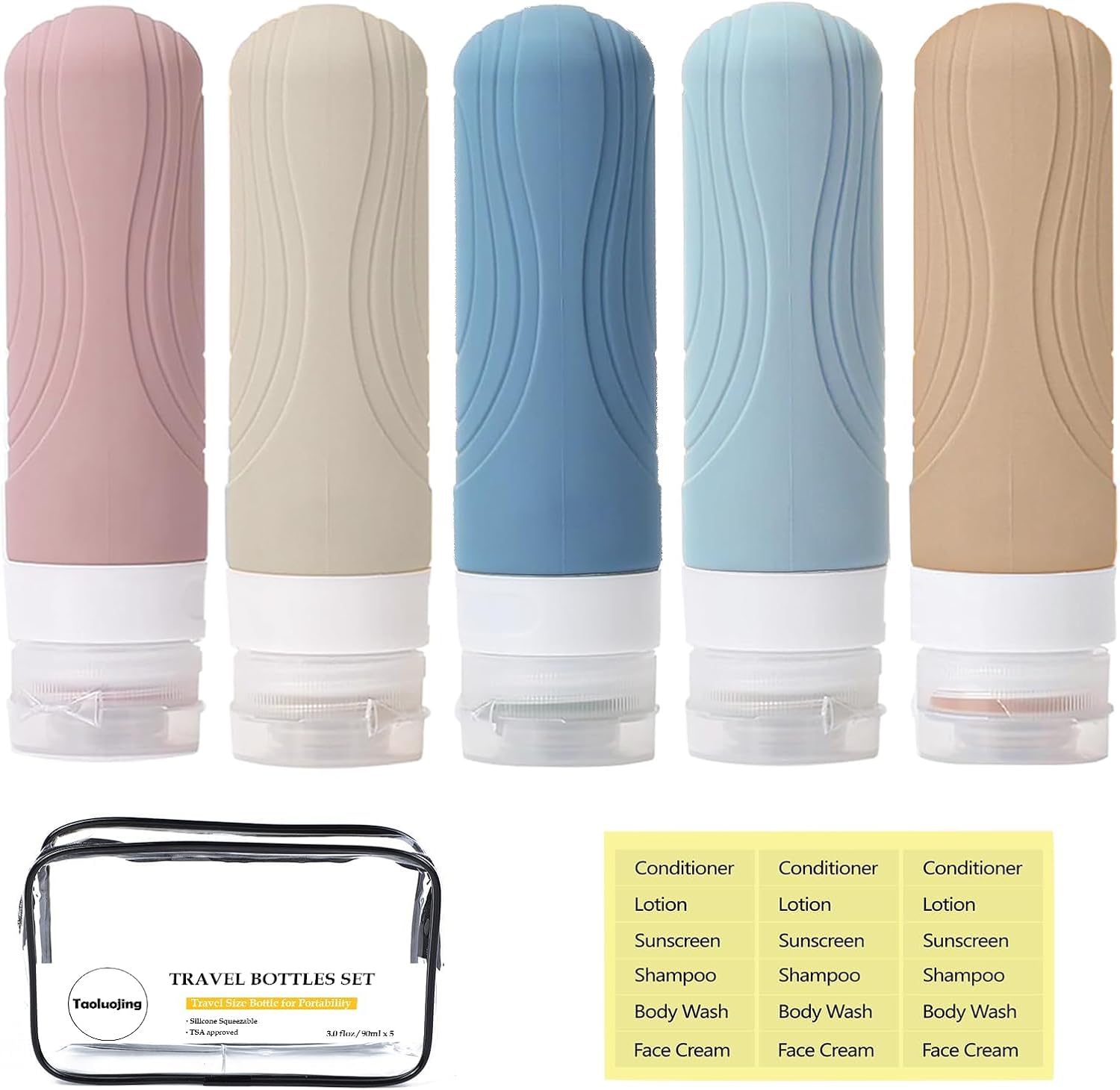 Taoluojing Travel Bottles for Toiletries, Tsa Approved 90ml Travel Containers, BPA Free Leak Proof Essentials Travel Bottles Travel Size Toiletries for Shampoo Cometic Conditioner Taoluojing Travel Bottles for Toiletries, Tsa Approved 90ml Travel Containers, BPA Free Leak Proof Essentials Travel Bottles Travel Size Toiletries for Shampoo Cometic Conditioner