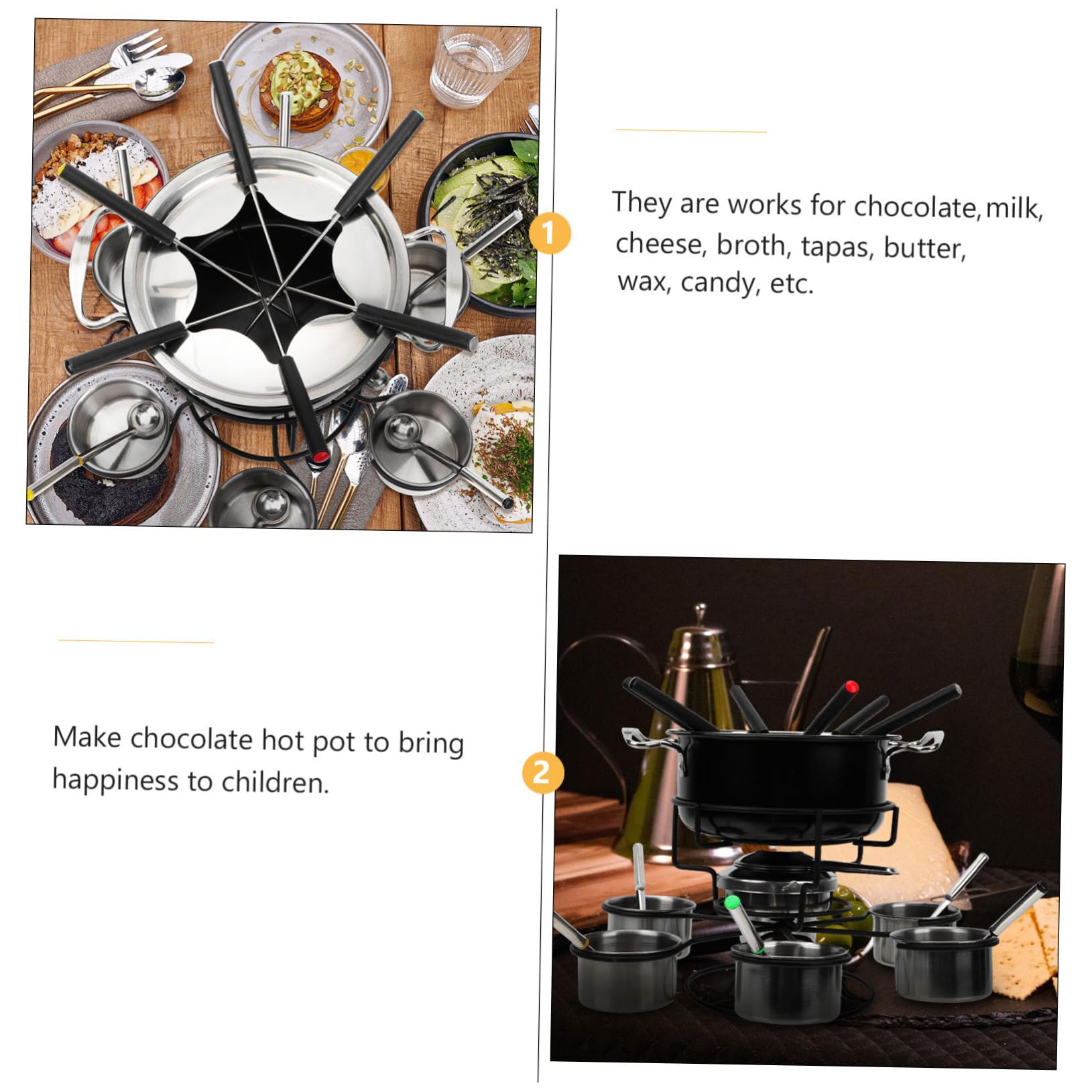 PRETYZOOM Stainless Steel Cheese Fondue Pot Heat Source for Fondue Set Melting Pot for Butter Home Restaurant Use