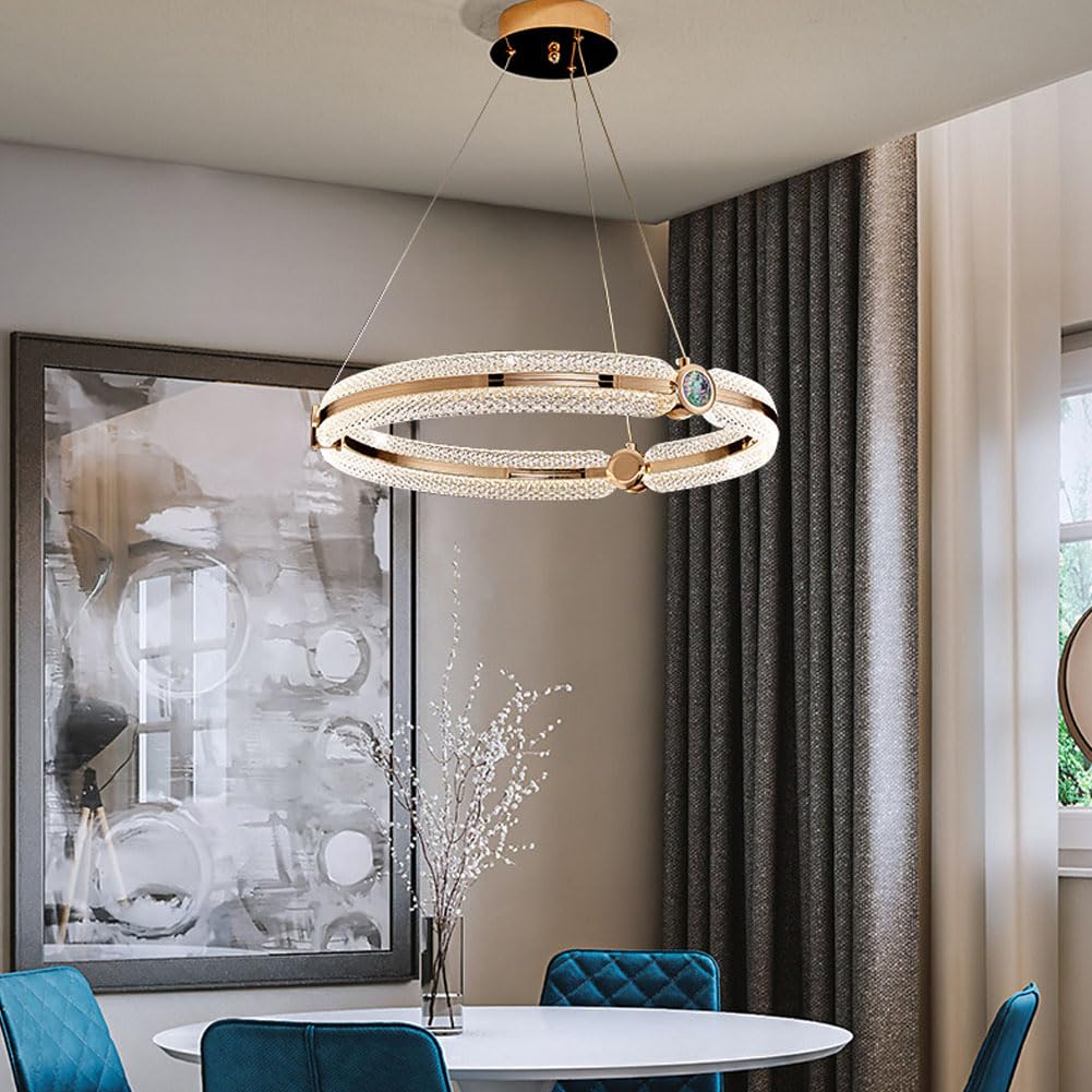 Lekki kryształowy żyrandol, pikieta złoty pasek oświetlenie, wisząca lampa sufitowa do jadalni, do salonu podwójne schody lampy do nauki i latarnie / złoty/40 cm