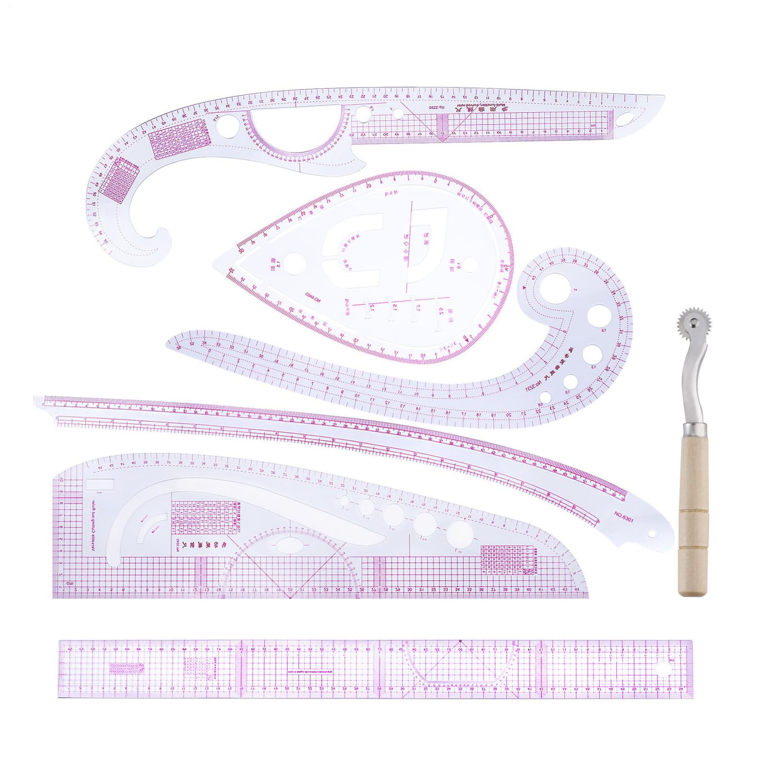 Righello Per Cucito Trasparenti Per Taglio E Quilting | 7 Pezzi Righelli Sarti Metrici Francesi Per Trapuntatori Principianti Designer Lavori Creativi Uncinetto Maglieria E