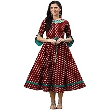 Yash Gallery Womens Cotton Anarkali Kurta - Flared Calf-Length Kurti Dress for Summer