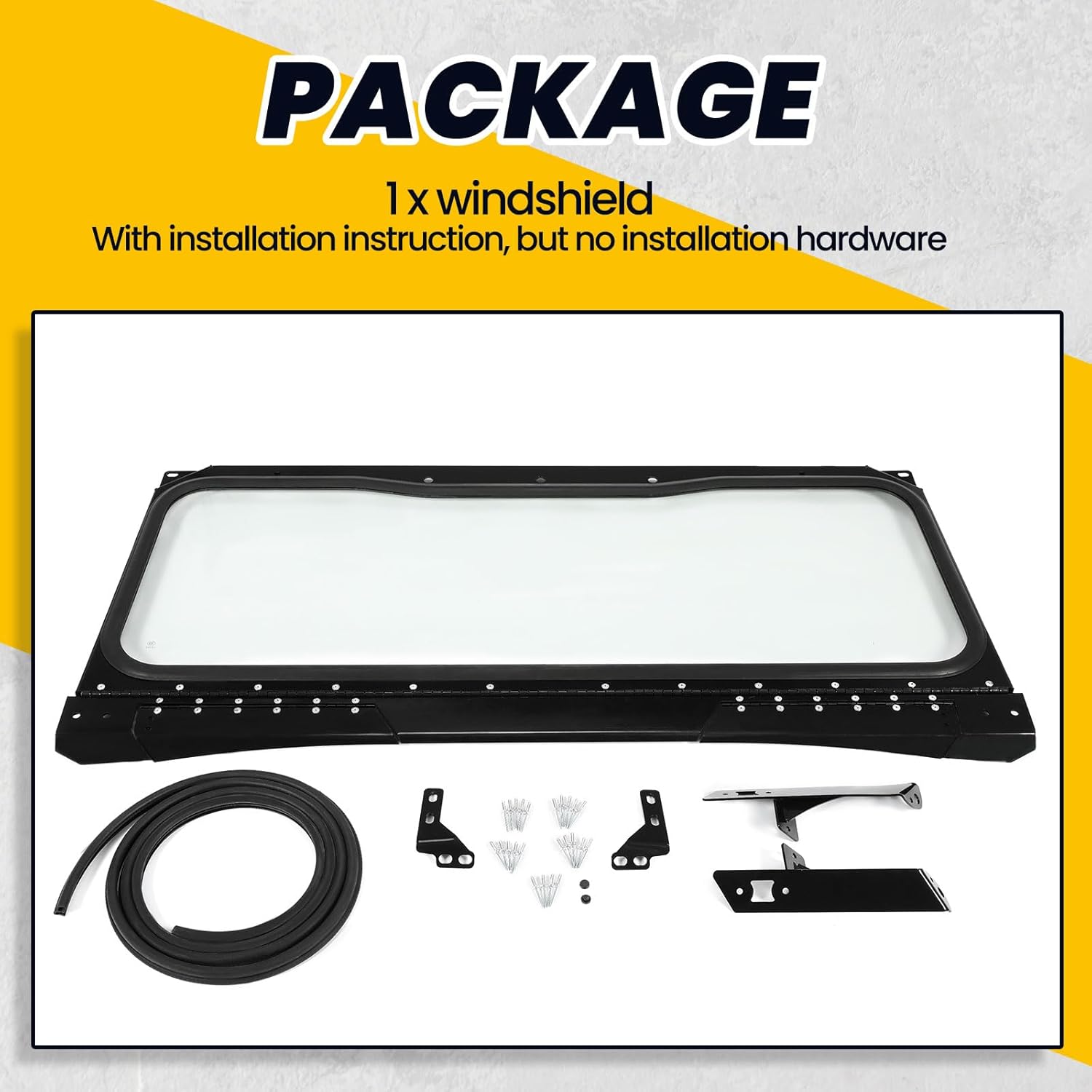 HECASA Front Folding Glass Windshield Compatible with 2016-2022 POLARIS GENERAL 1000/4 1000/XP 4 1000/XP 1000 Clear Powder Coated Windscreen