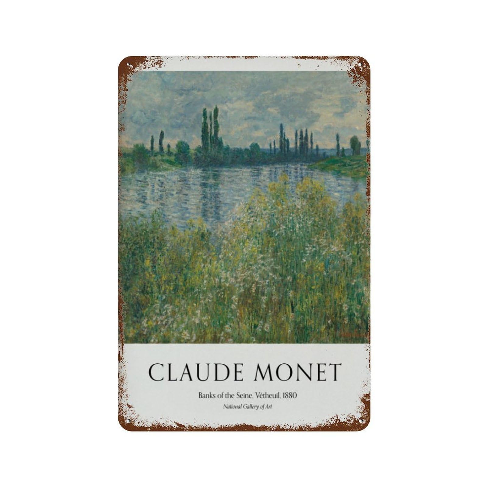 xiaoxiaoshen Claude Monet 'banks of The Seine' Wall Decor Art Metal Tin Poster Modern Home Decor Art Home Bar Shop Decorations Vintage Sign 30x20cm
