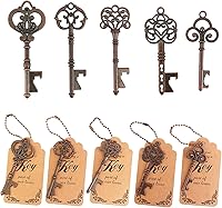 Vista 6 de WODEGIFT 50 abridores de botellas, recuerdos de boda, abrebotellas de esqueleto vintage, abridor de botellas con tarjetas de escolta y llaveros