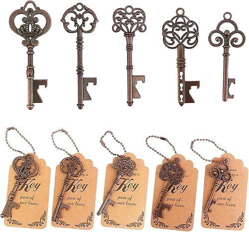 Miniatura 7 de WODEGIFT 50 abridores de botellas con llave, regalos de despedida de soltera, recuerdos de boda rústicos, regalos, decoraciones o recuerdos para