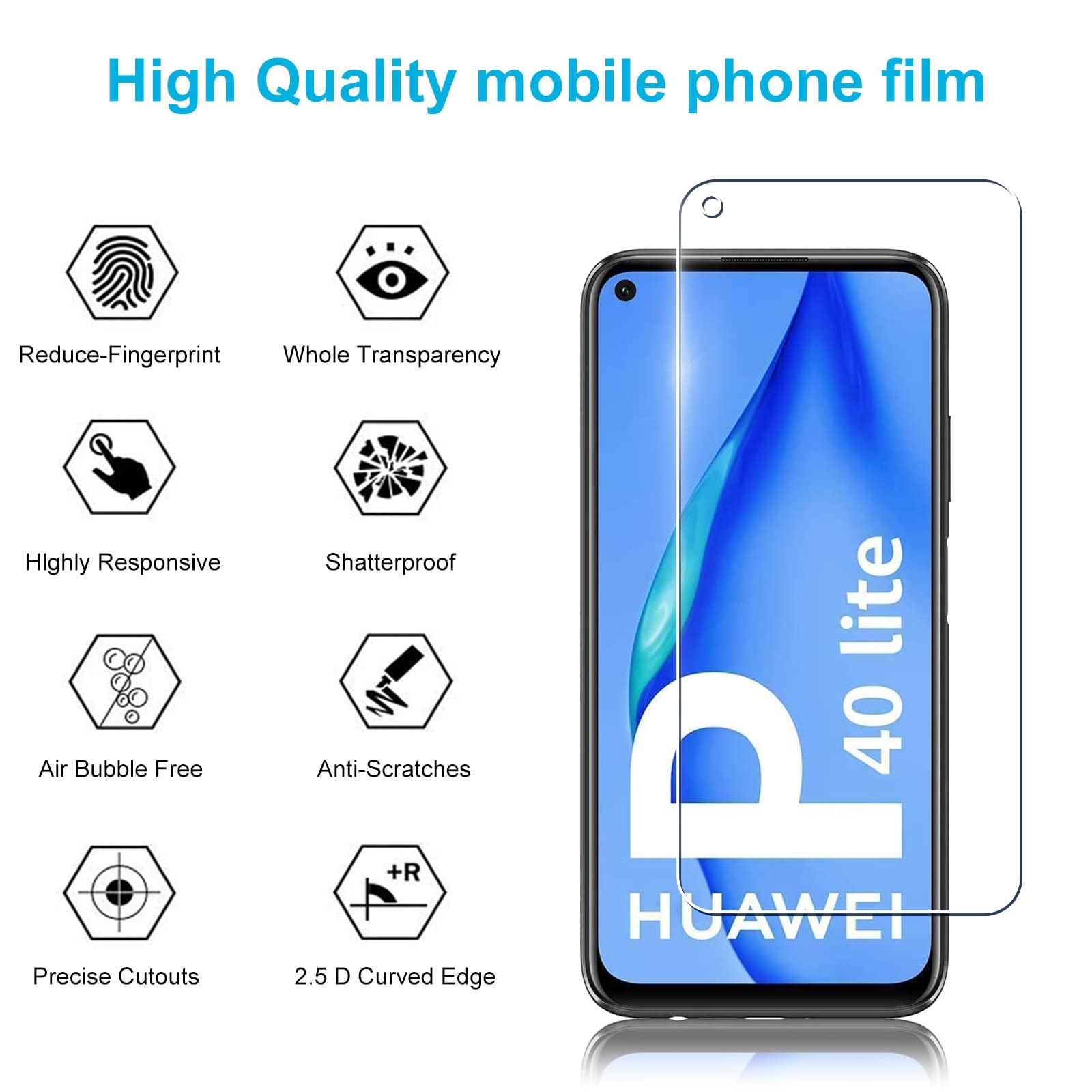 2 Vetri Temperati Privacy + 2 Per Fotocamera Per Huawei P40 Lite – Durezza 9H, Anti-graffio – Protezione Totale
