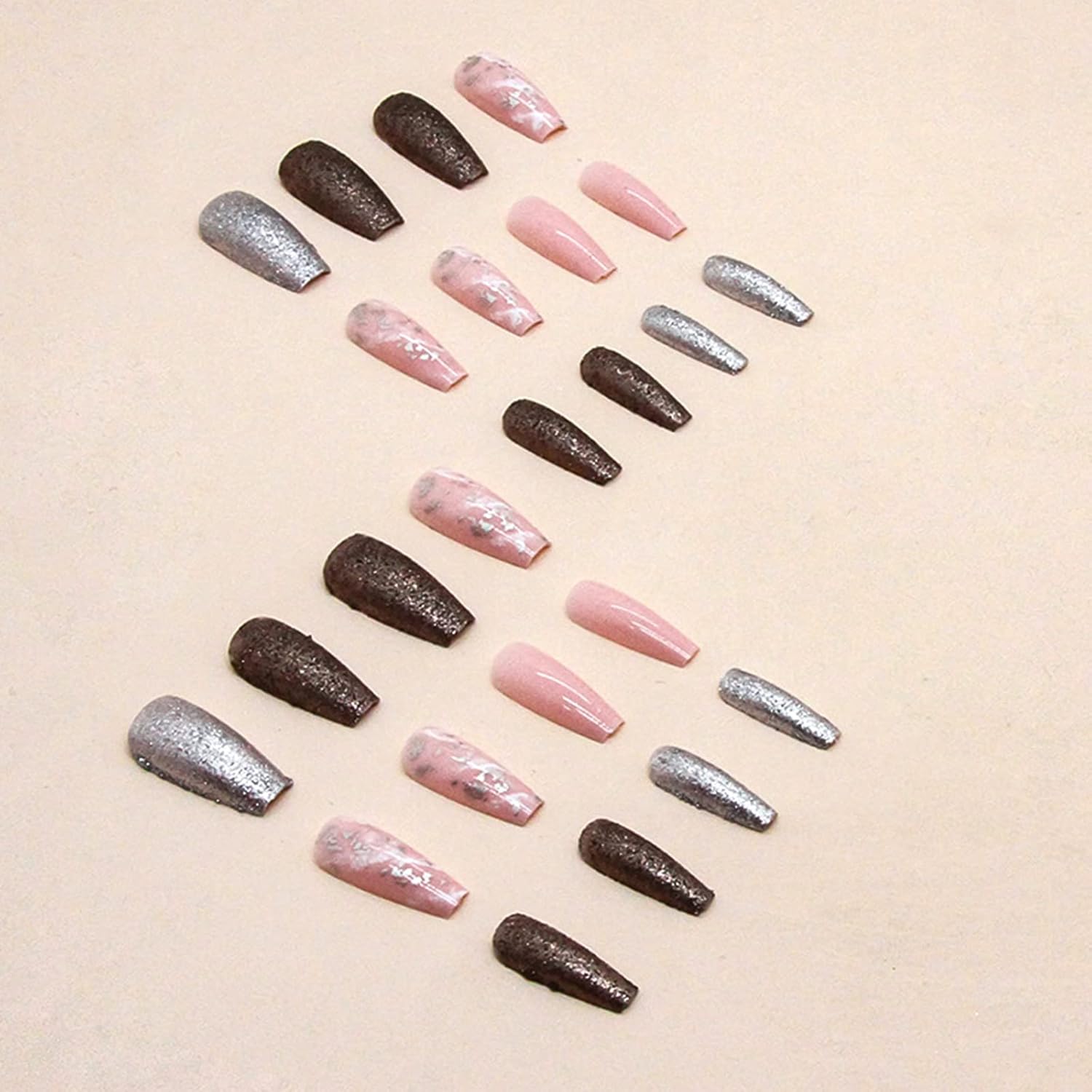 Pink Luxury Press on Nails Long Coffin Bling Fake Nails with Designs Acrylic Glossy False Nails for Women 4 Pink Luxury Press on Nails Long Coffin Bling Fake Nails with Designs Acrylic Glossy False Nails for Women