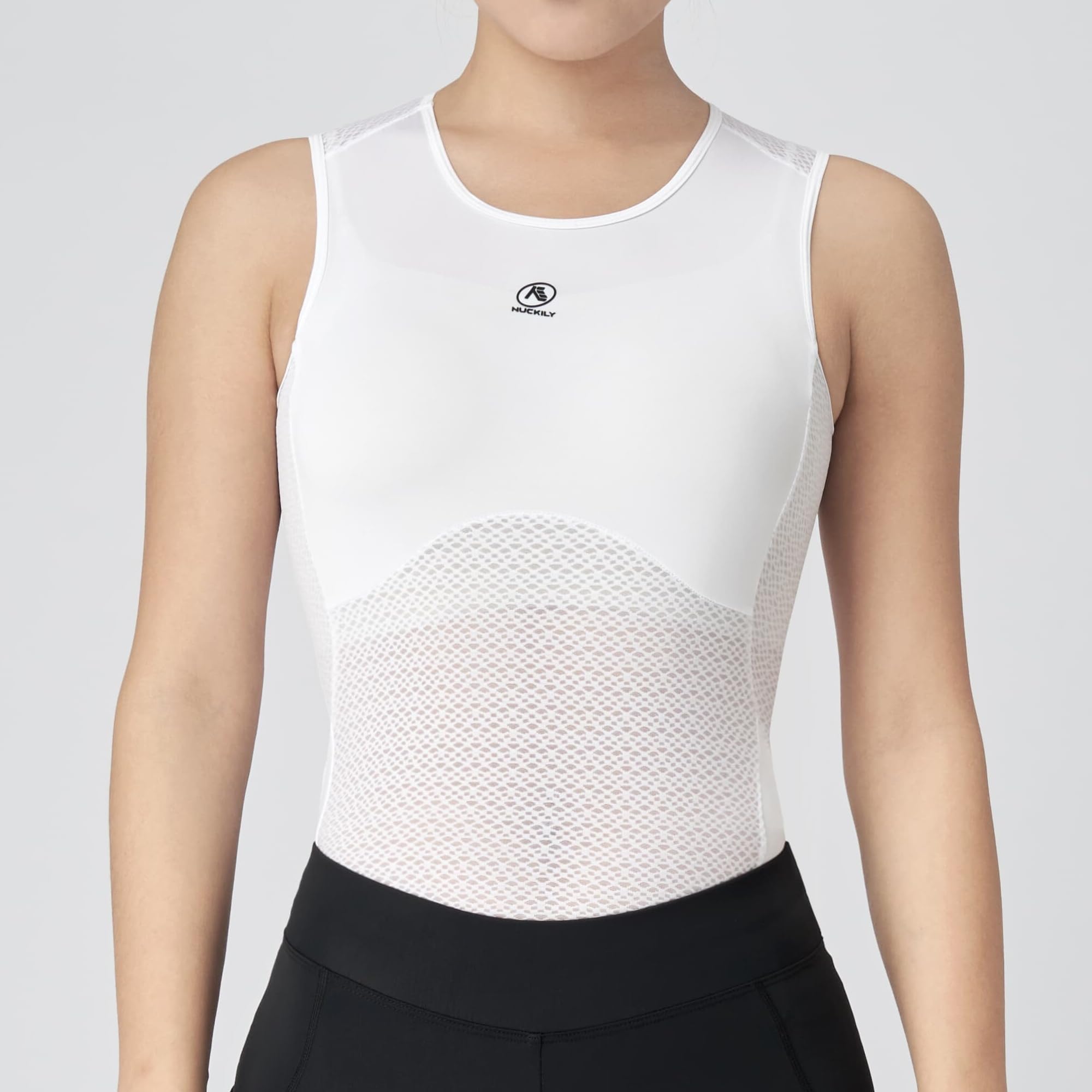 NUCKIY Women's Cycling Jersey Sleeveless Bike Shirt Cyling Vest Base Layer Mesh Undershirt Tank Tops for Road Biking Riding, White M