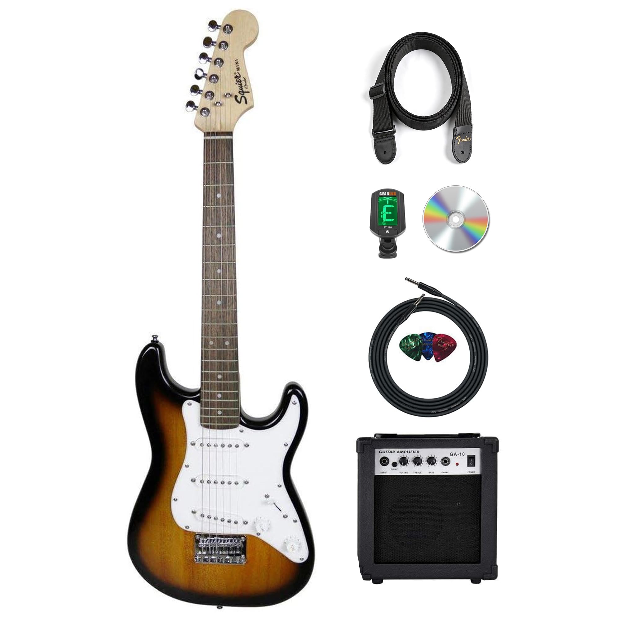 Fender Squier 3/4-Size Kids Mini Strat Electric Guitar - Brown