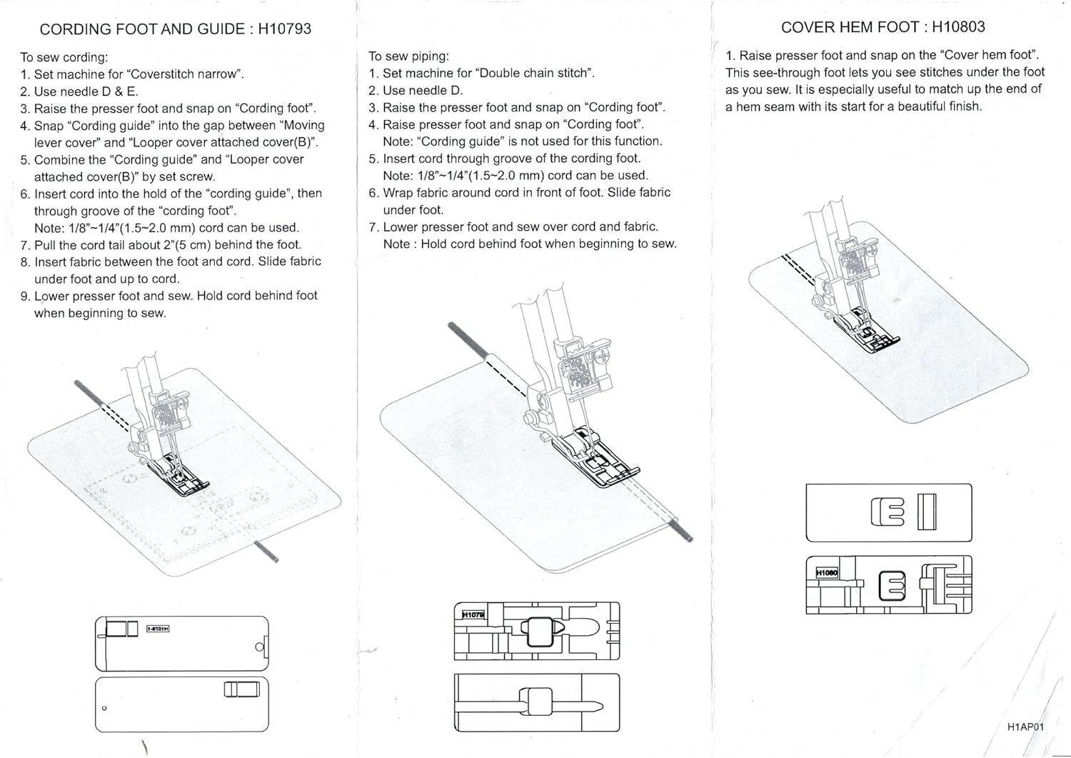 CKPSMS brand-7PCS Clear Serger Feet #KP-19117 Compatible with/Replacement for Pfaff Brand coverlock 3.0,4.0 Husqvarna Brand Huskylock S21,S25 Singer Brand 14T948,14T957,14T967DC,14T968DC,14T970C