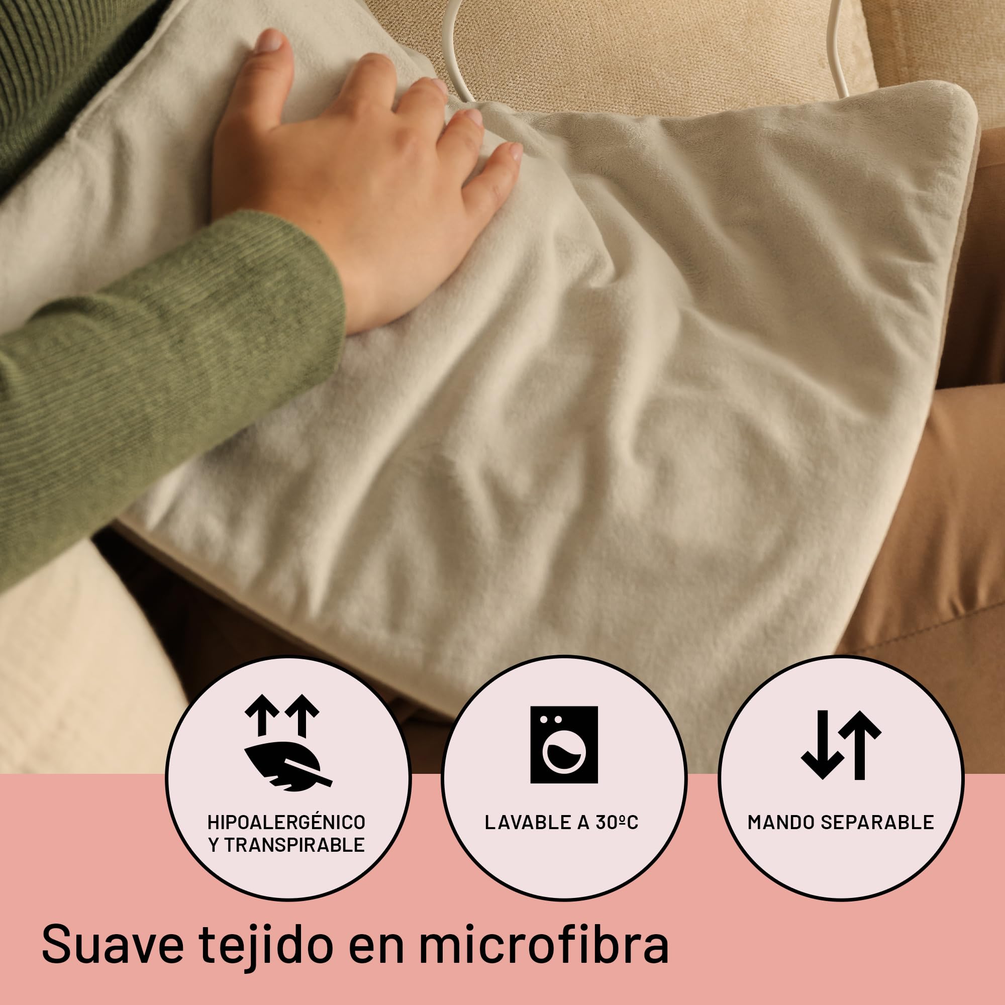 DAGA Almohadilla Térmica con peso Confort Plus, Tecnología Intellisense, Suave Tejido, Multi-Temporizador, 4 Temperaturas, 35x40 cm