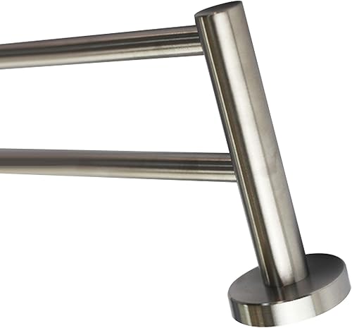 Miniatura 6 de Toallero doble moderno de alta calidad con base redonda (24 pulgadas), acabado cepillado, hecho de acero inoxidable, resistente al agua y al óxido,