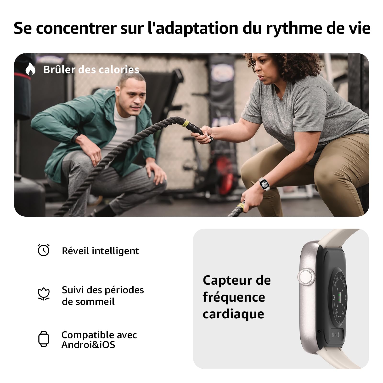Smartwatch 1.85" HD Appel Bluetooth 140+ Mode Sport Moniteur Sommeil Fréquence Cardiaque IP68 Etanche Android iOS
